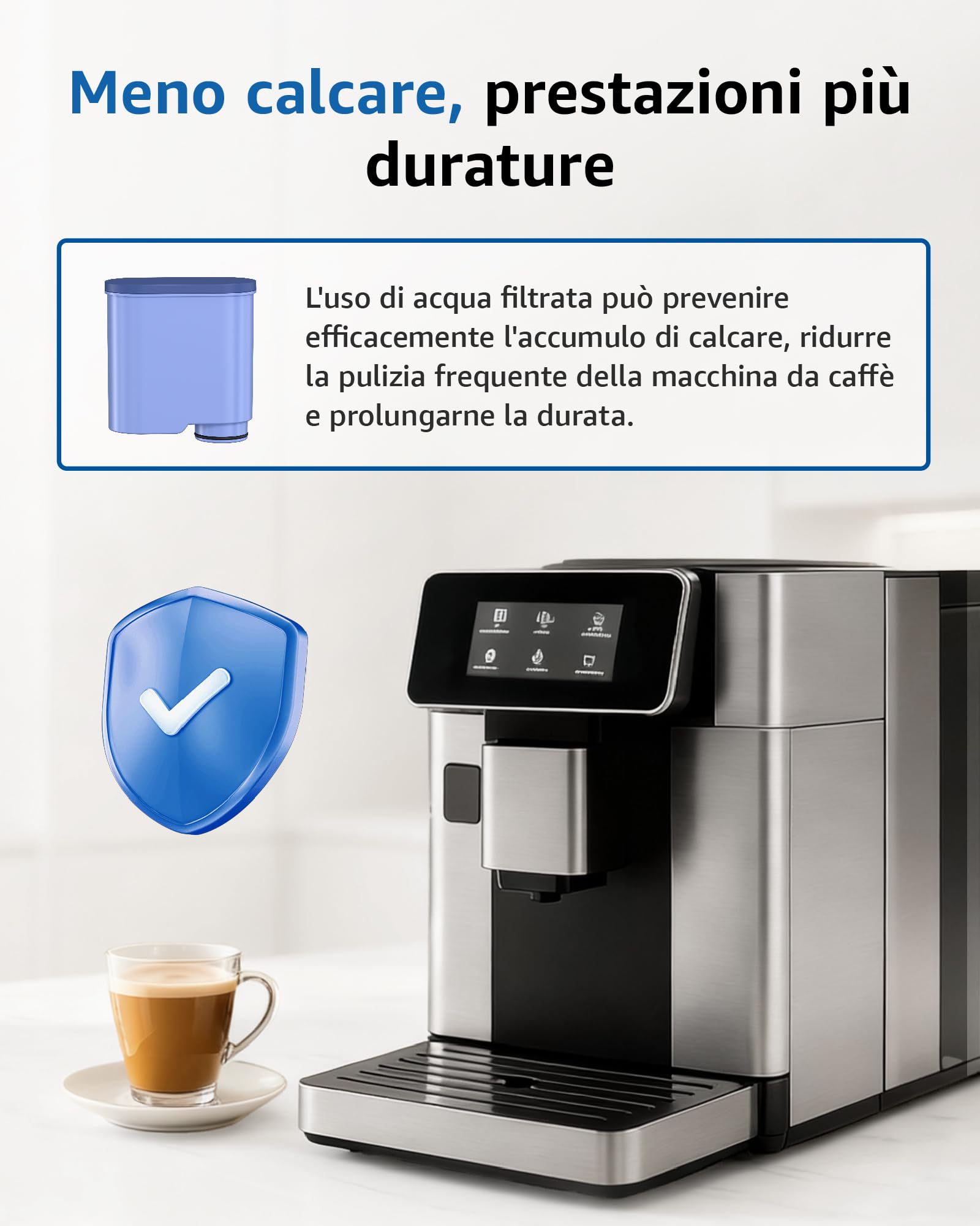 Maxblue Filtro acqua di ricambio compatibile con Philips AquaClean CA6903/10 CA6903/22 CA6903, riduce il contenuto di calcare in acqua, certificato TÜV SÜD, riduce PFAS, PFOA/PFOS (4)