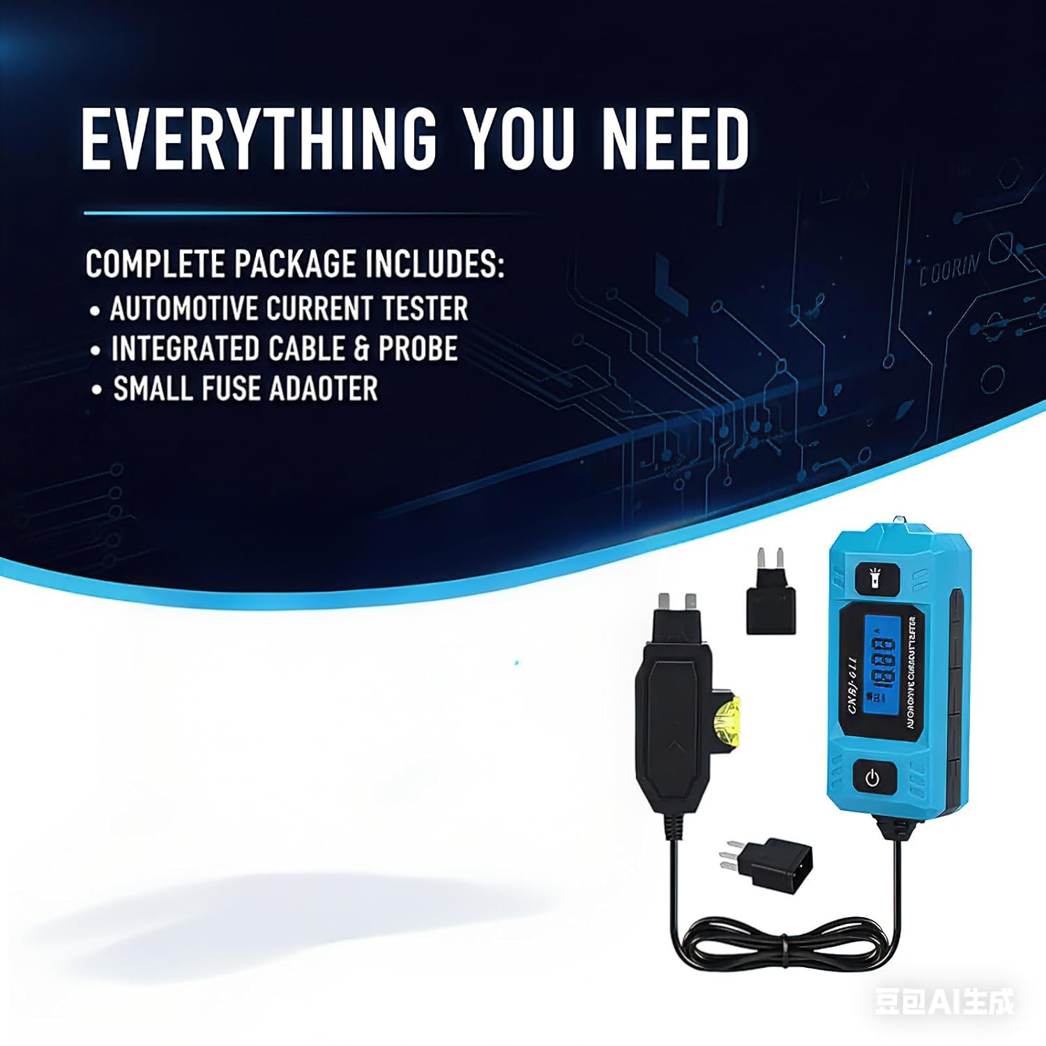 Automotive Circuit Fault Probe Tester, High-Precision Current Tester, 20A 48V Car Relay Fuse Blade Checker, Built-in Front Light with Blue Backlit LCD Screen (2PCS)