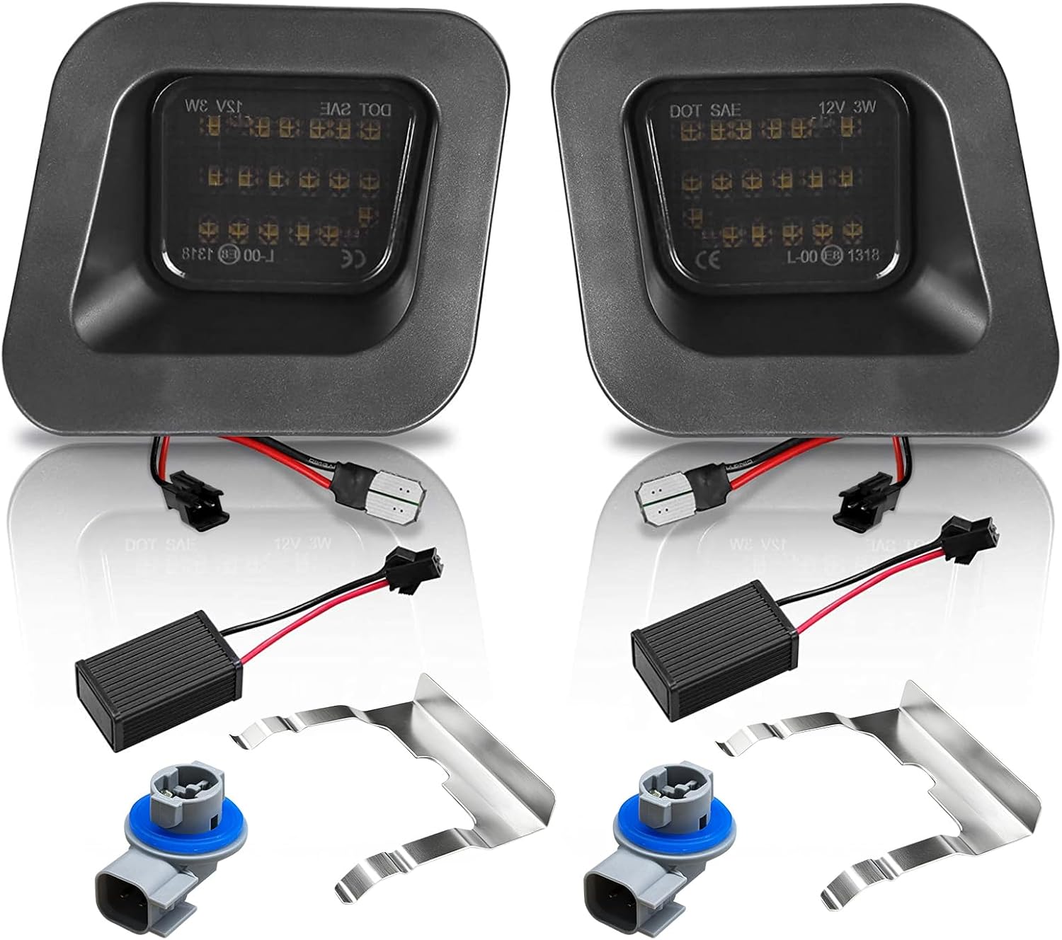 LESAUCE Full LED License Plate Light with Metal Retainer Clip for 03-18 RAM