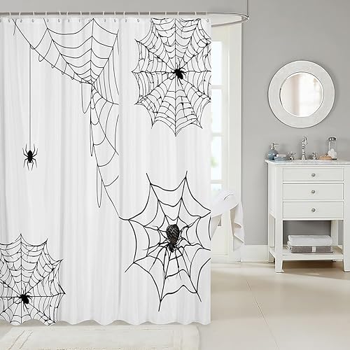 Miniatura 2 de Cortina de ducha con temática de Halloween para decoración de telaraña, juego de cortina de ducha de baño, accesorios de baño para niños, 72 x 72