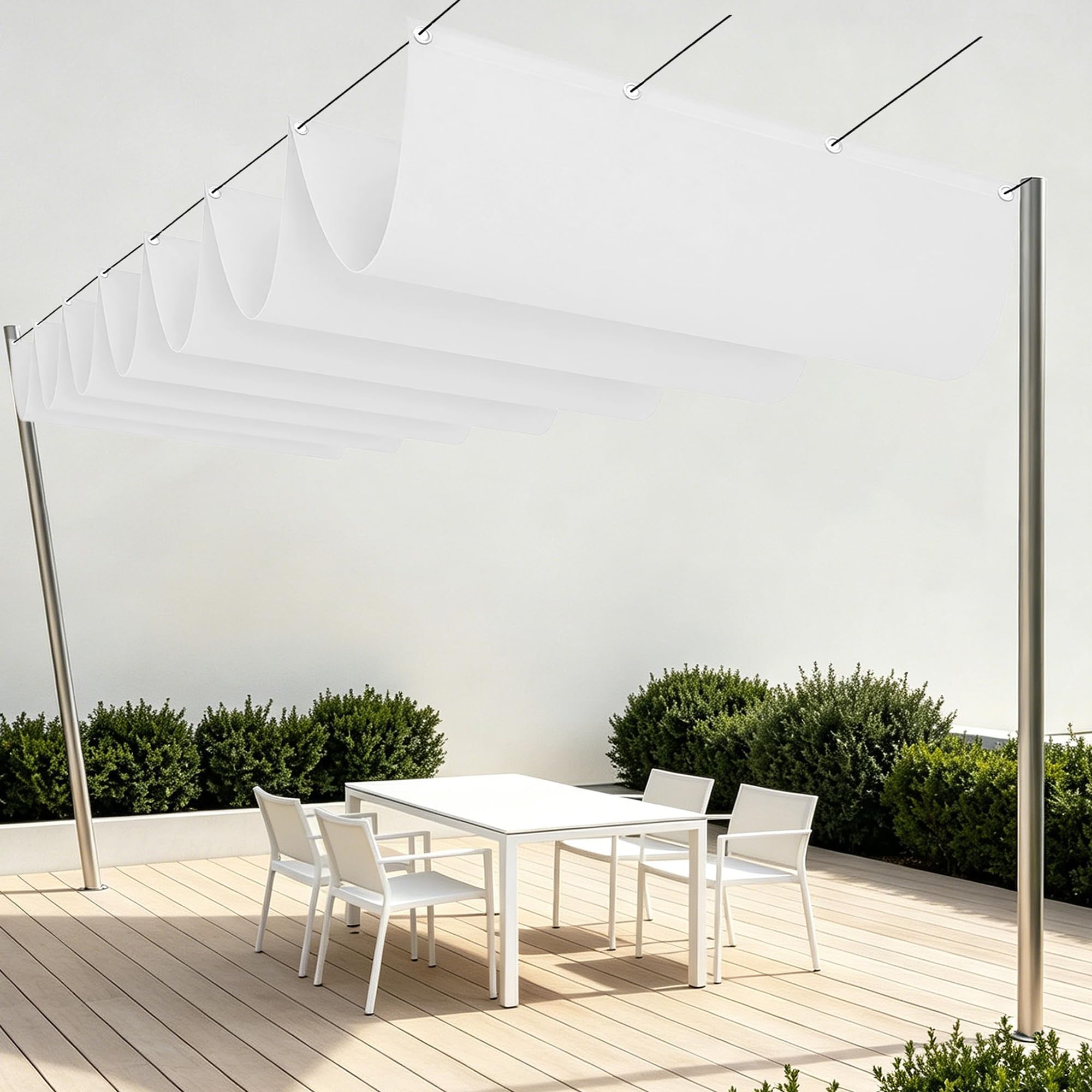 Voile ombrage vague contre la chaleur de terrasse 250 x 540 cm