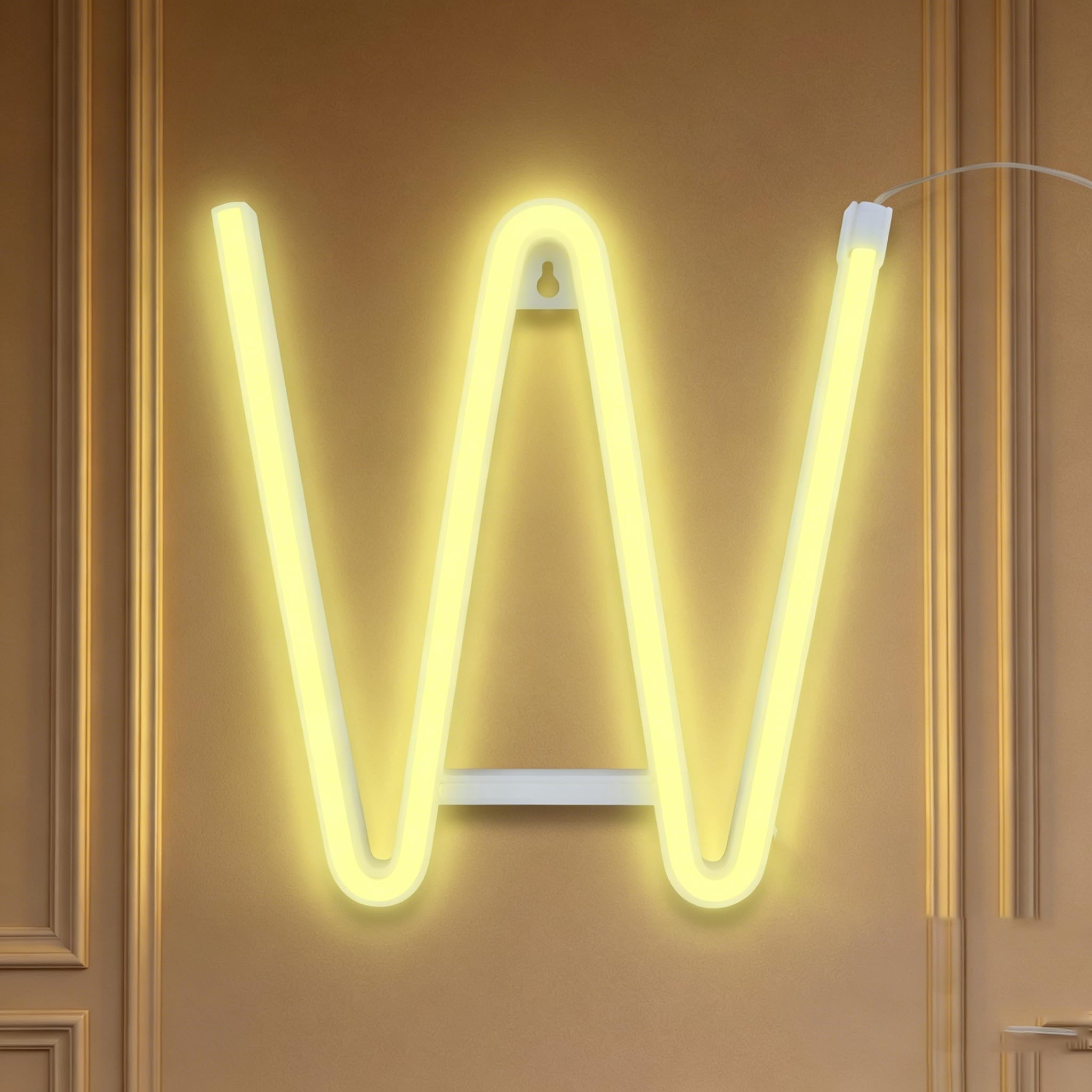 Letter Neon, LED Neon Light Sign, 22cm Alphabet Neon Wall Light Sign, Warm White LED Letter Lights, USB/Battery Operated for Birthday Party, Wedding, Christmas