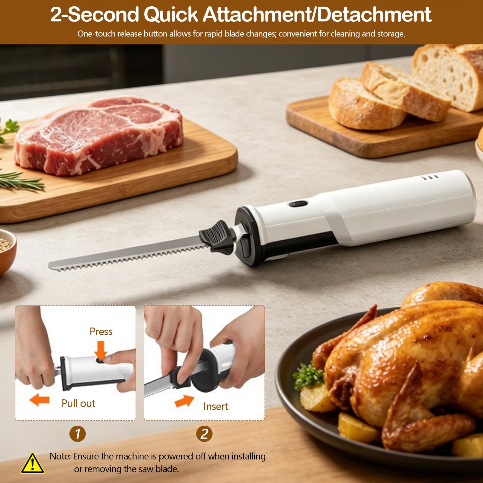 Kabelloses Elektromesser, Akku Elektrisches Messer für Fleisch