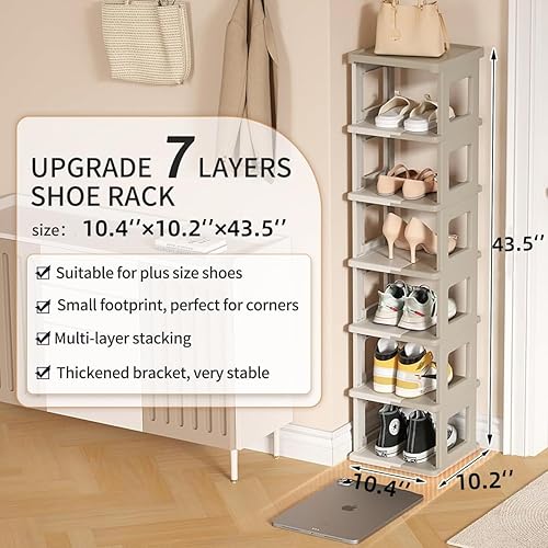 Miniatura 3 de wookon Paquete de 3 contenedores de almacenamiento + estante para zapatos de 7 niveles