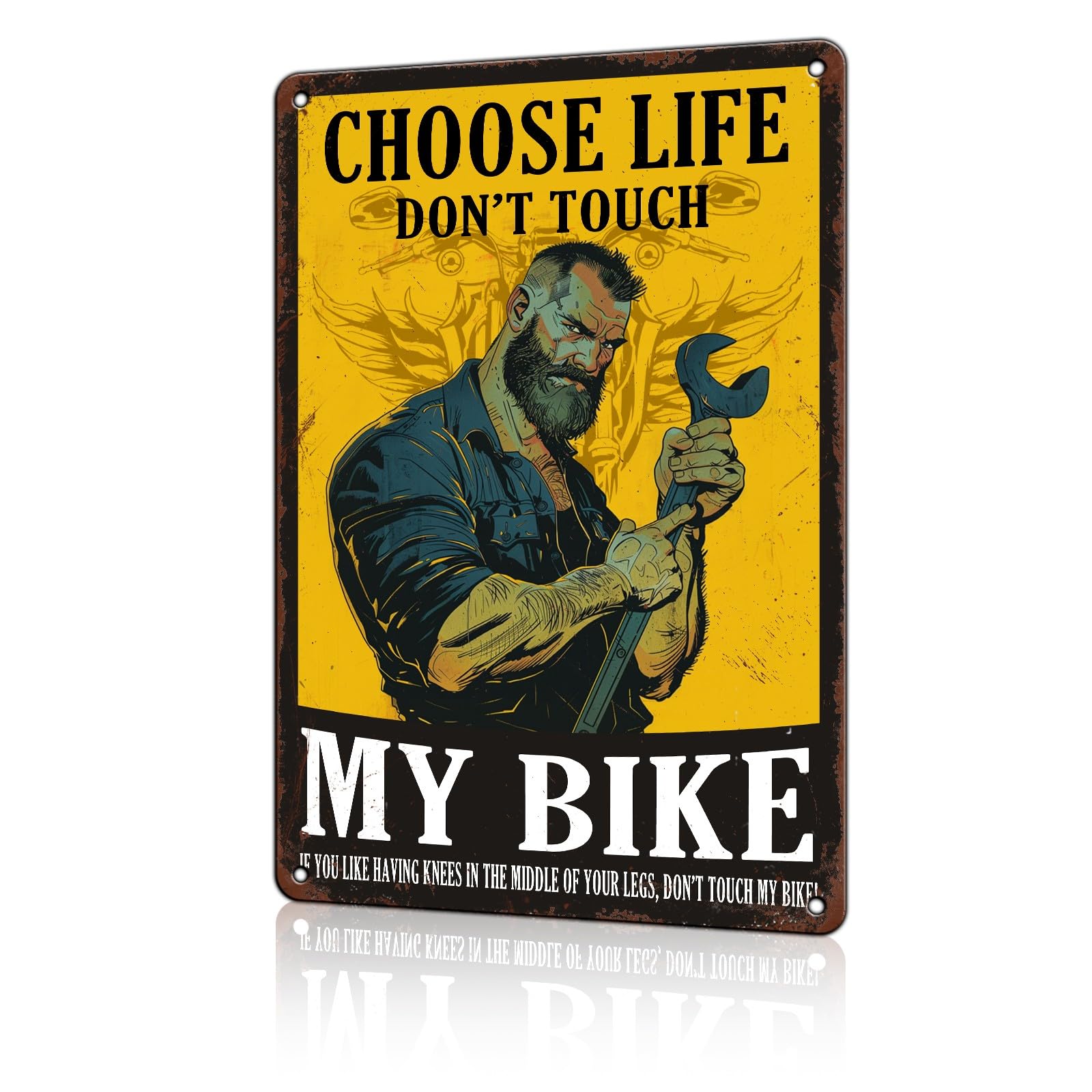 Anceky Choose Life Don't Touch My Bike Tin Sign Vintage Sign Retro Aluminum Sign Wall Decor for Home Living Room Garage Pub Kitchen Outside 12×16 Inch