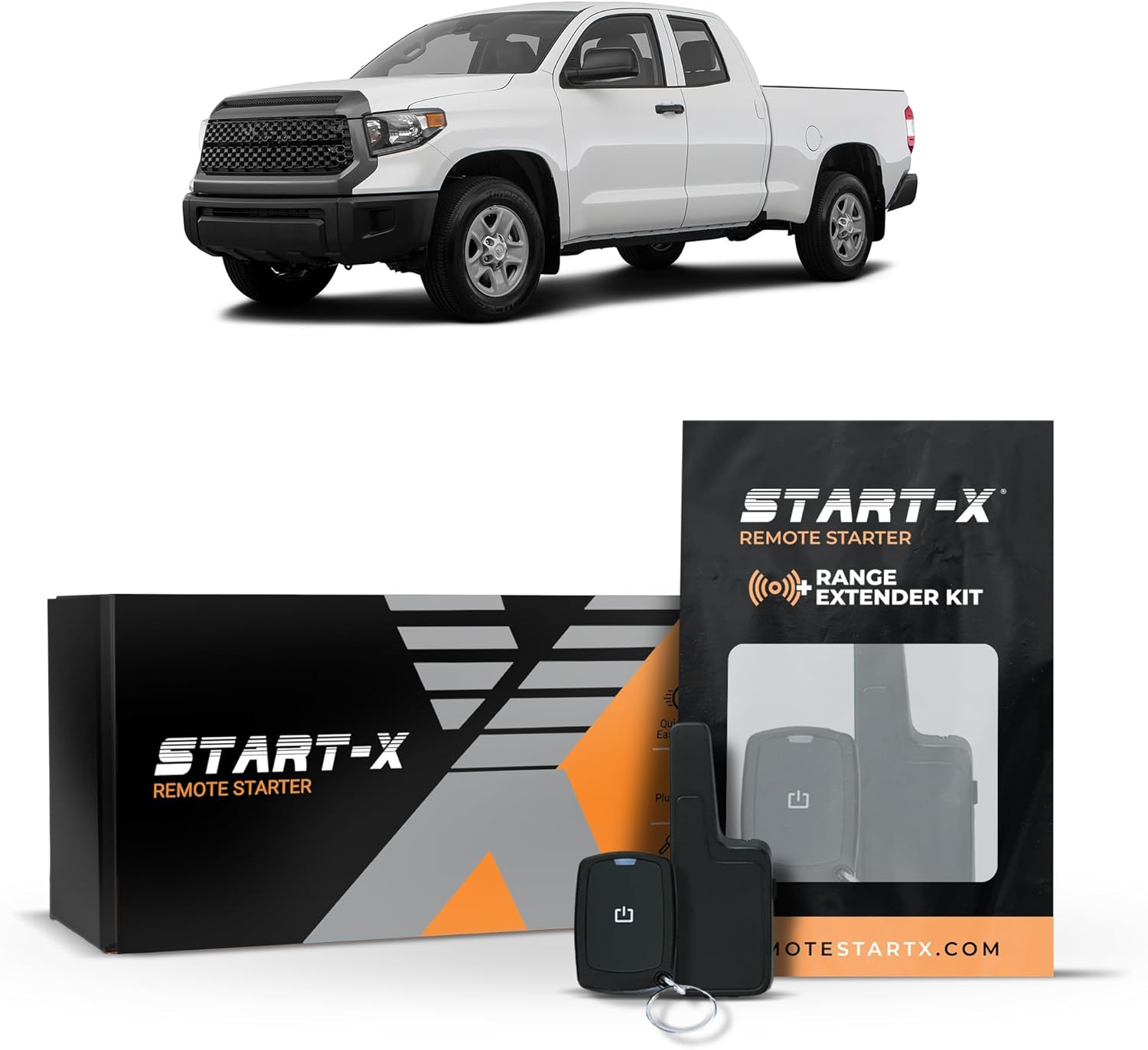 Start-X Remote Starter Kit + 2000ft 1 Way Range Extender for Toyota Tundra (2018, 2019, 2020, 2021) Trucks with Key Ignition