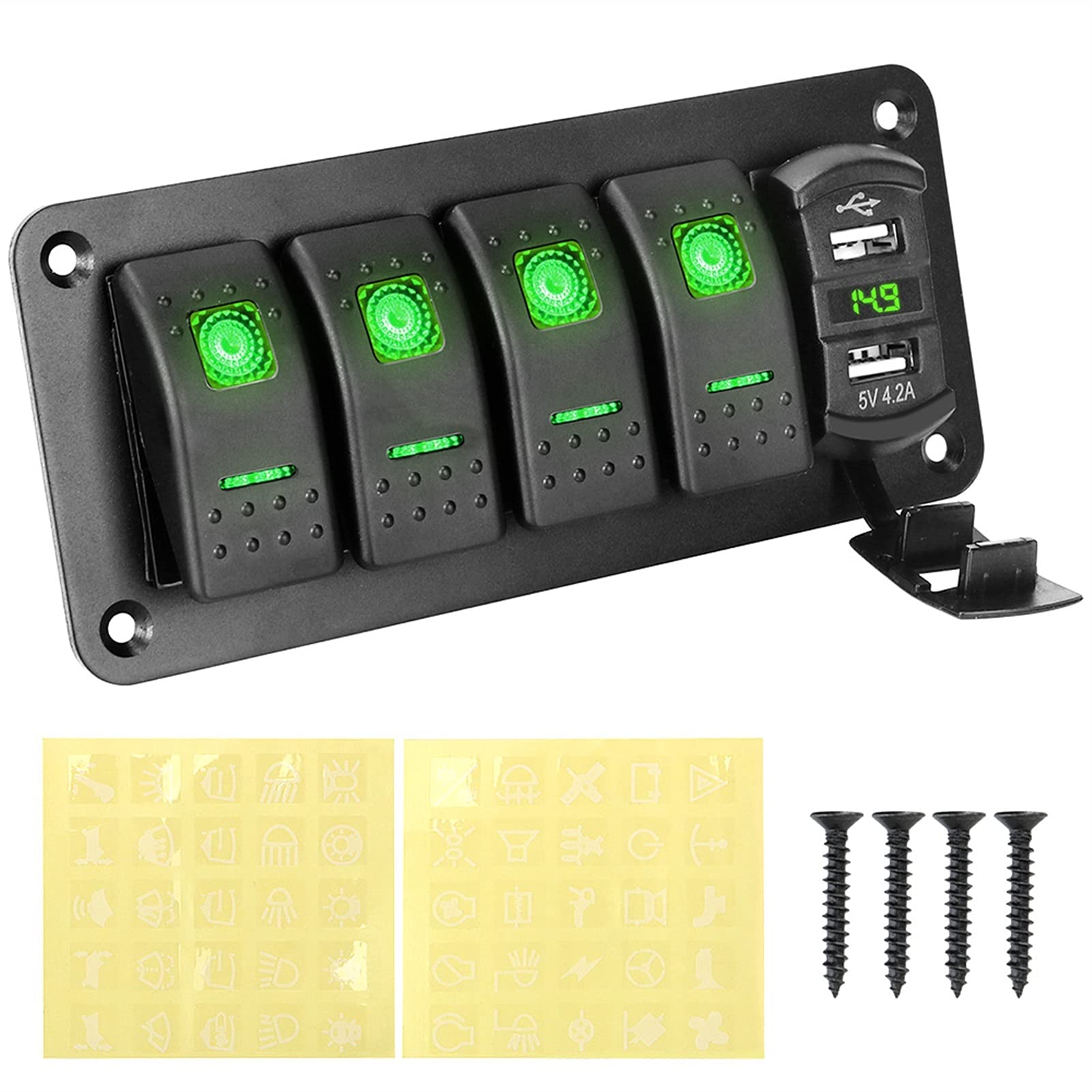 Interruptor basculante de 4 entradas con puerto USB doble 12
