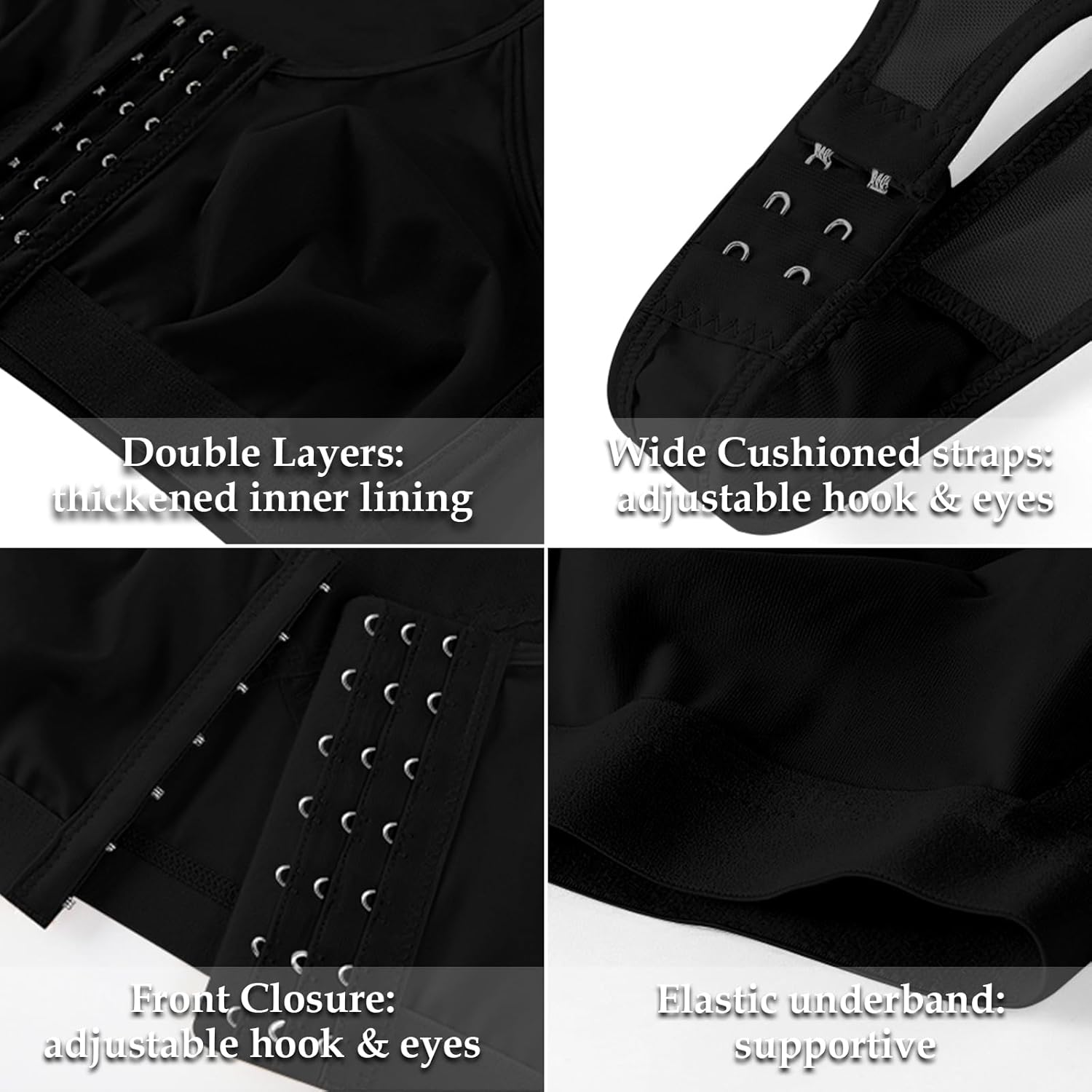 Women's Front Closure Posture Corrector Bra Wireless Back Support Bras for Women Comfy Unlined with Nipple Covers - Image 5