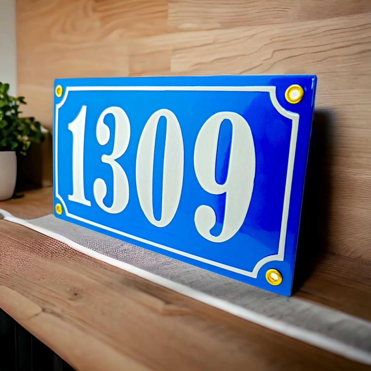 Porcelain Address Plaque 4.7″x8.7″, Customisable Handcrafted Enamel Door Sign, French Classic Style, Personalized House Number, guarantee