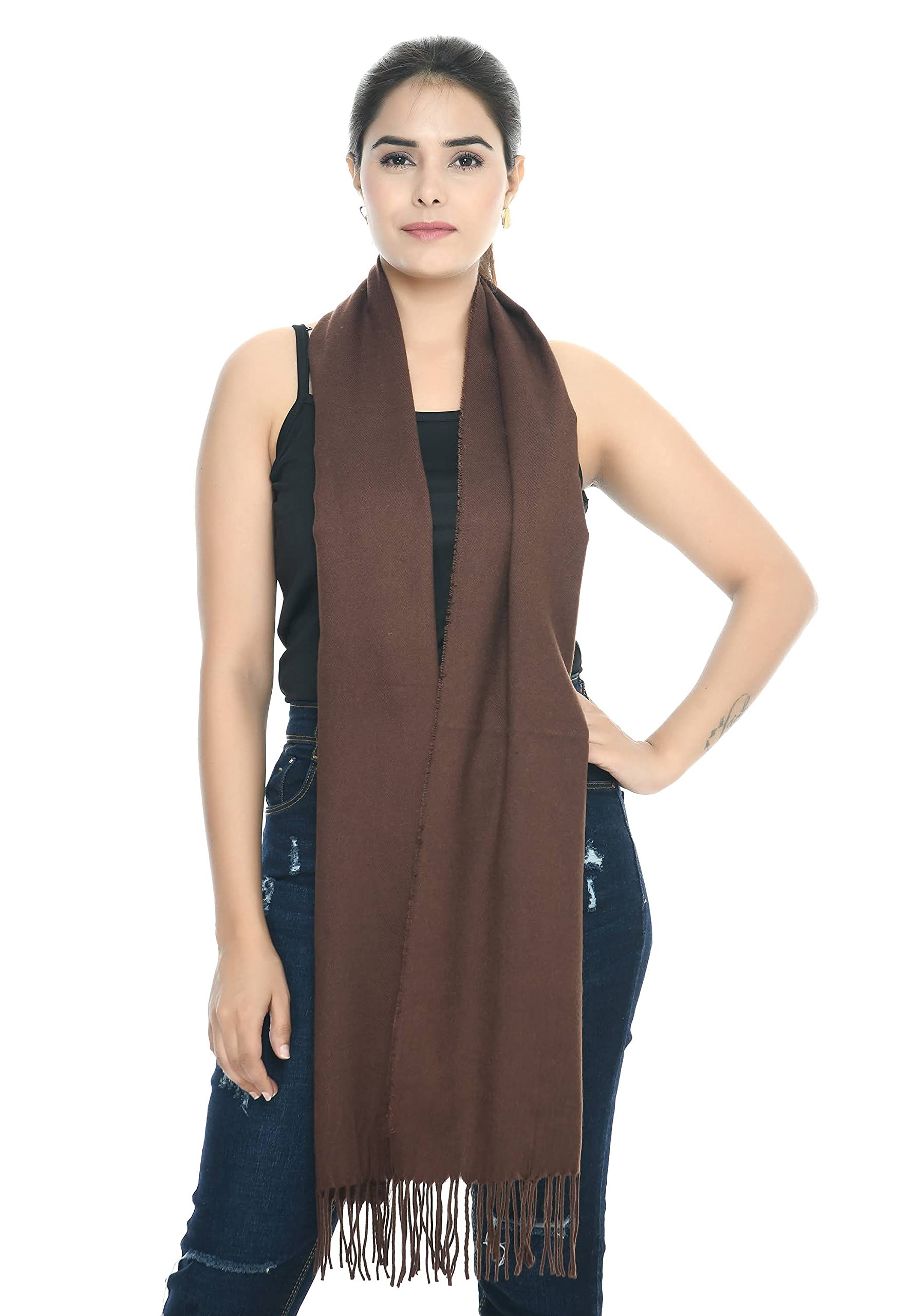 manra Women Girls Ladies Kashmiri Woolen Plain Scarves-picture-19