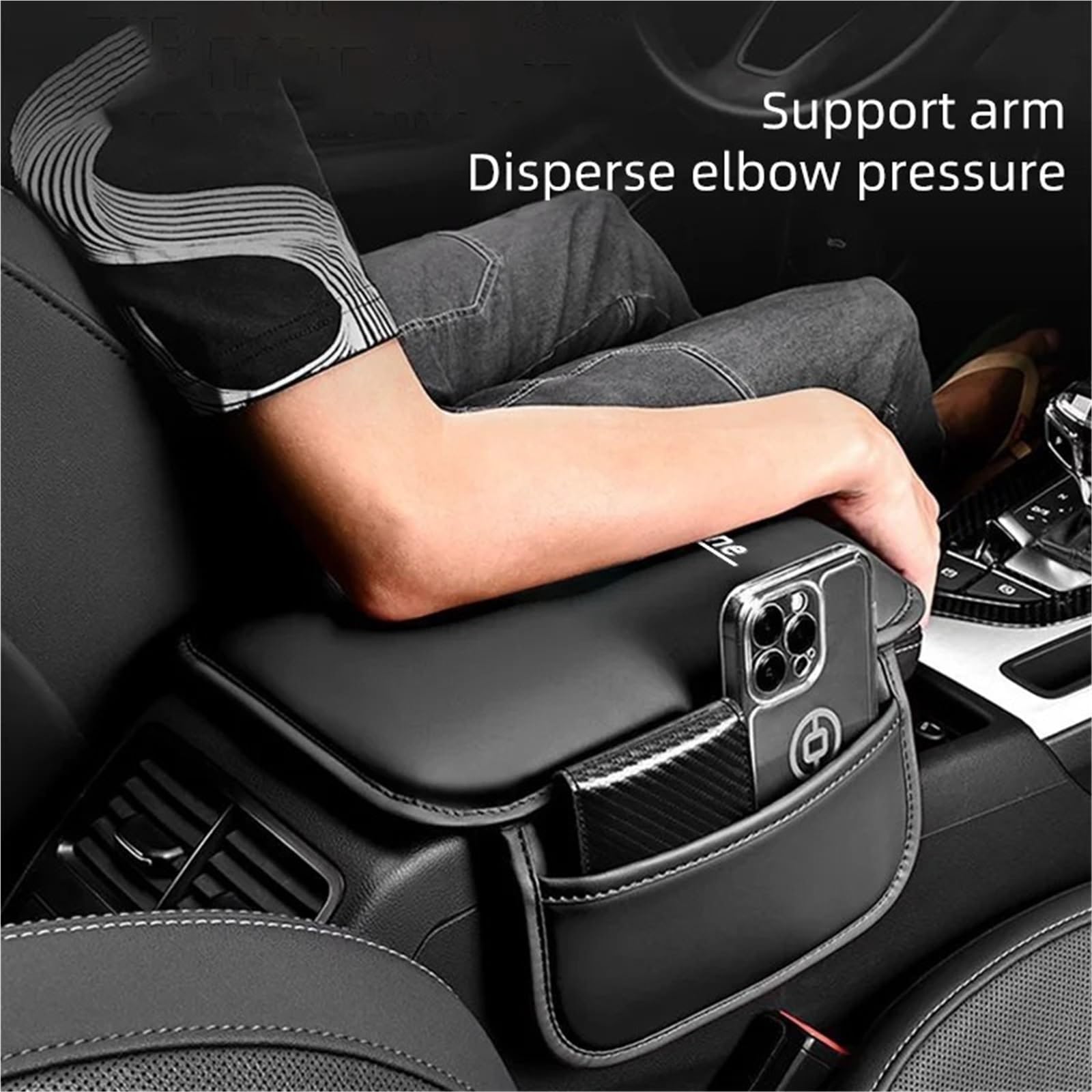 Poduszka Podłokietnika Samochodowego Z Boczną Kieszenią Do Przechowywania Pasuje Do Ford ST Line MK3 MK4 Kuga Fiesta Auto Center Console Podkładka Podłokietniki samochodowe(ST-1pcs)