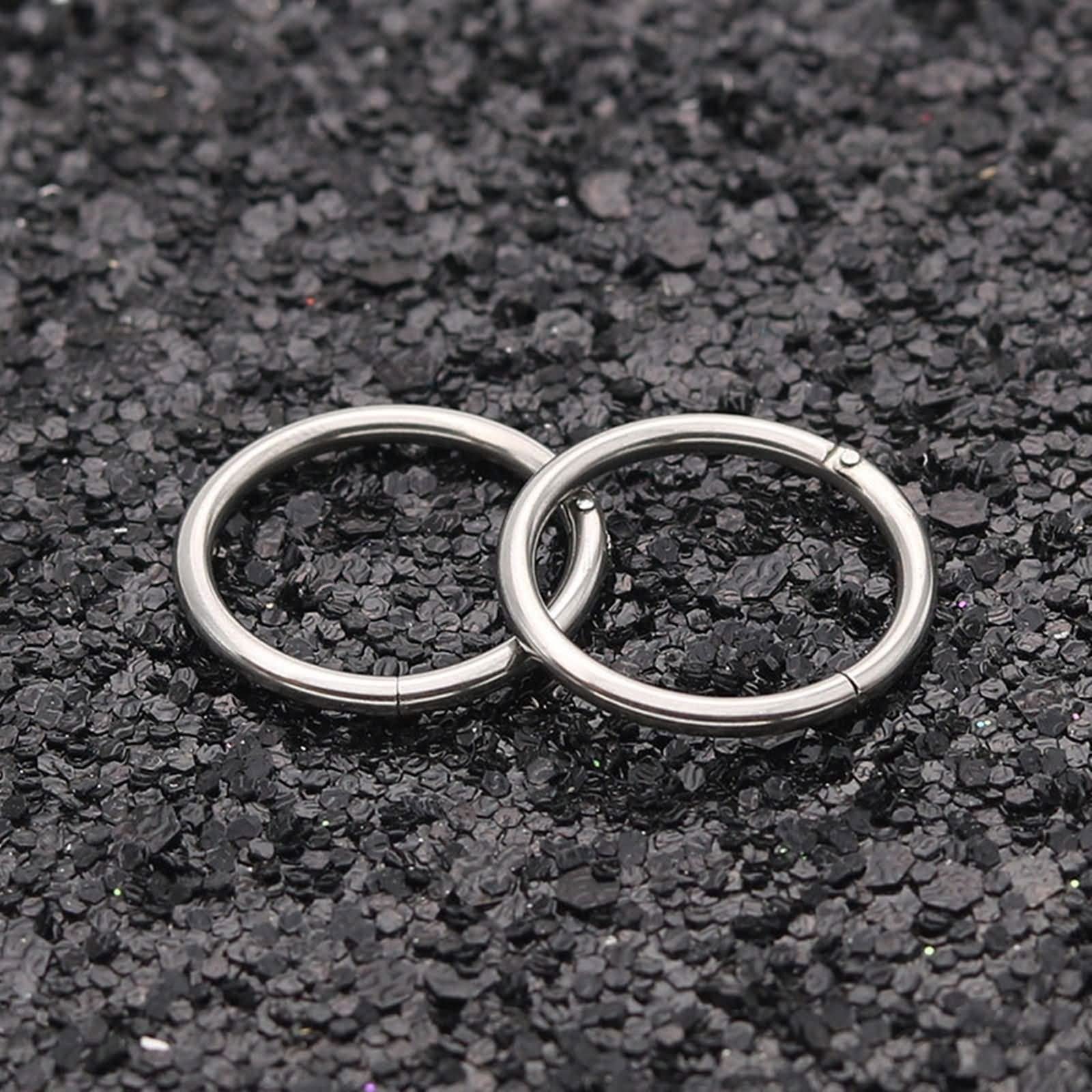 Pendiente de Aro Hombre,Pendientes Largos Acero Inoxidable 1 Par/5Pares Redondo Simple 6MM Pendientes Baratos Plata