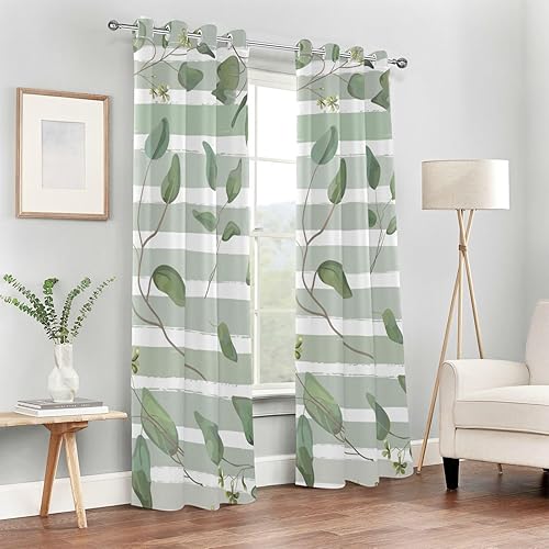 Miniatura 6 de Different Eucalyptus Trees Curtains 84 inches Length Farmhouse Curtains for Window Treatments Curtains for Sliding Glass Door Kitchen Curtains Decor