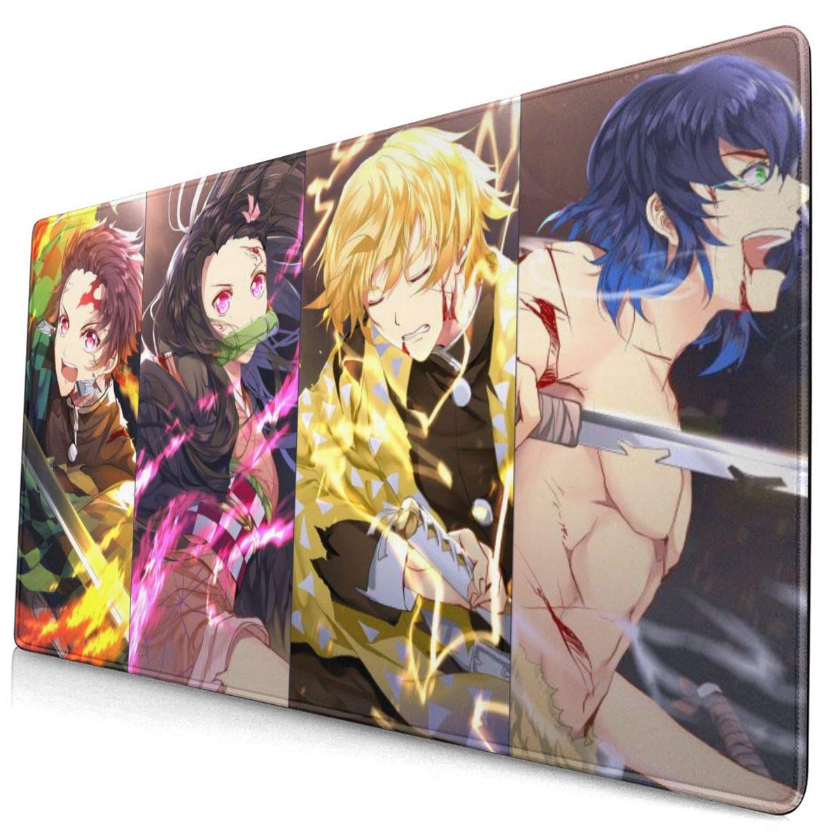 Anime Kimetsu No Yaiba Tanjiro Nezuko Zenitsu Inosuke 15 8x29 5 In Large Gaming Mouse Pad Desk Mat Long Non Slip Rubber Stitched Edges Amazon In Computers Accessories
