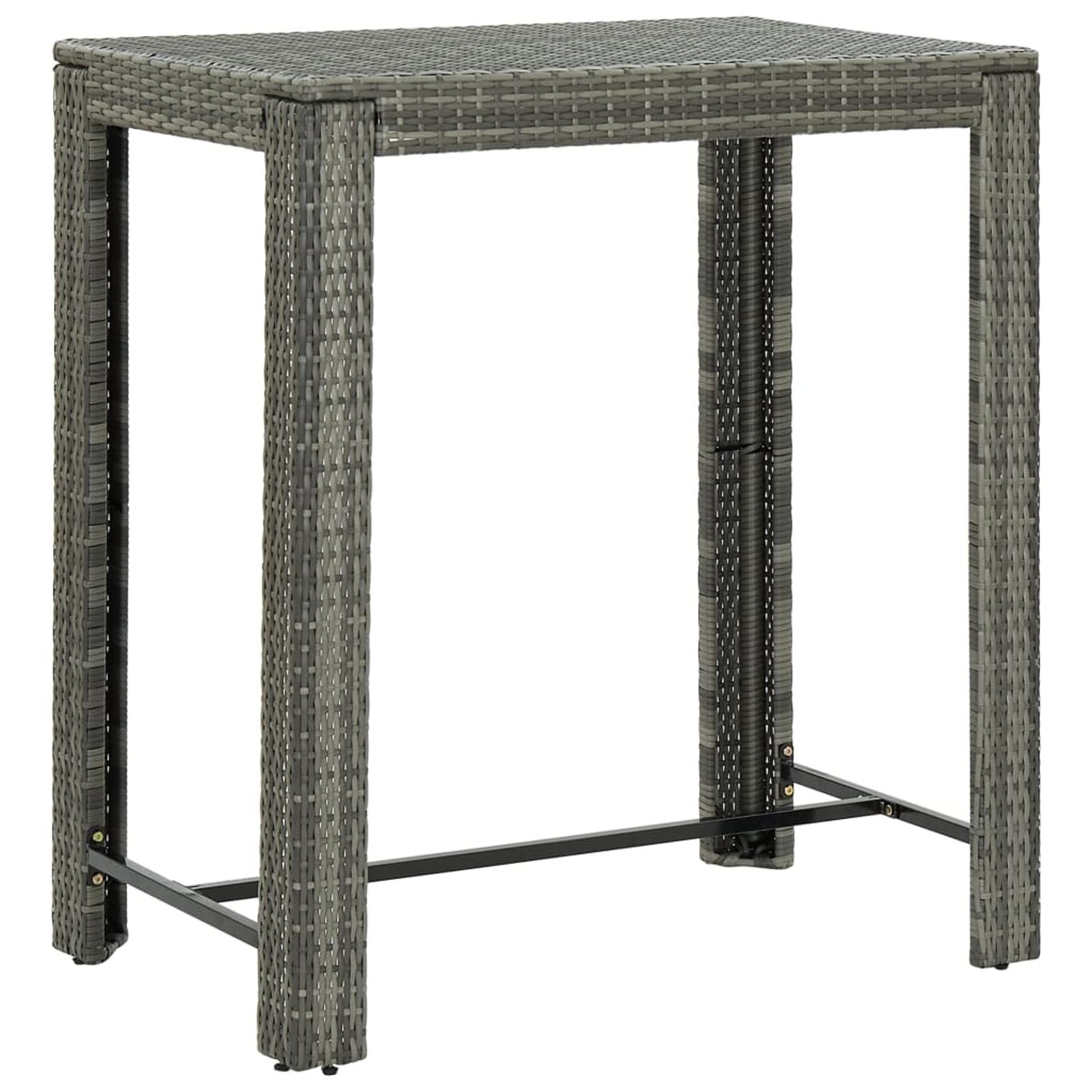Homgoday Tavolo Bar e sgabelli da giardino 5 pezzi Legno Acacia Rattan PE Grigio, Set da Tavolo Alto e Sgabelli Colazione Mobili Bar Sala da Pranzo Cucina Sedia Mobili Casa Funzionali Patio Ristorante