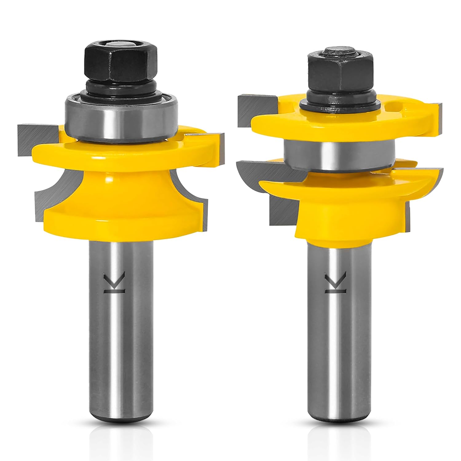 ASNOMY 2Pcs Shaker Rail and Stile Router Bits for Cabinet Door, 1/4 Inch Shank Woodworking Tongue and Groove Router Bit for Cabinet Door