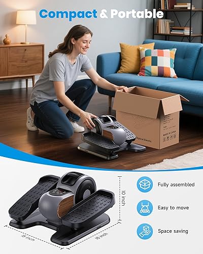 Miniatura 7 de Elíptica debajo del escritorio, mini elipse de pierna resistente, máquina de ejercicio elíptica totalmente montada para uso doméstico con 10