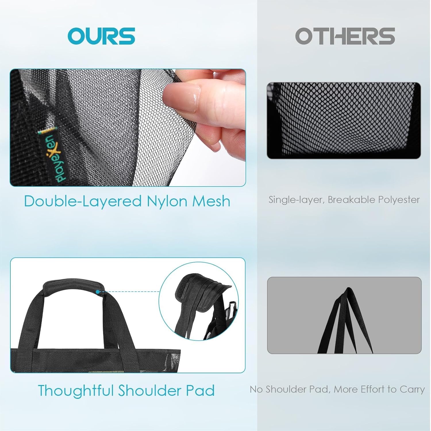 24 inch Large Mesh Beach Bag with Zipper, Oversized Foldable Lightweight Family Beach Tote with 7 Pockets, Vacation Essentials Beach Accessories - Image 2