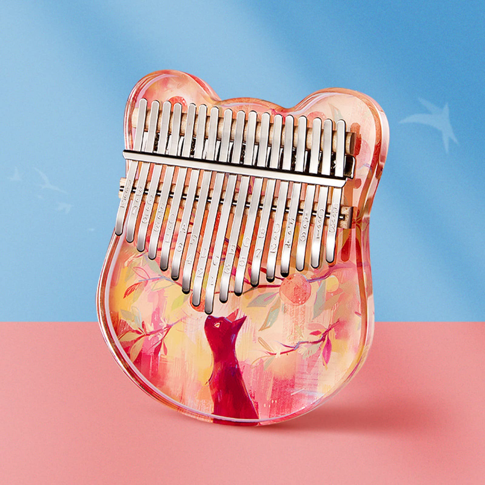 Musikinstrumente, Beruf Kalimba Daumenklavier mit 17/21 Tasten, Lernanleitung und Stimmhammer, Acryl-Fingerklavier für Kinder und Anfänger