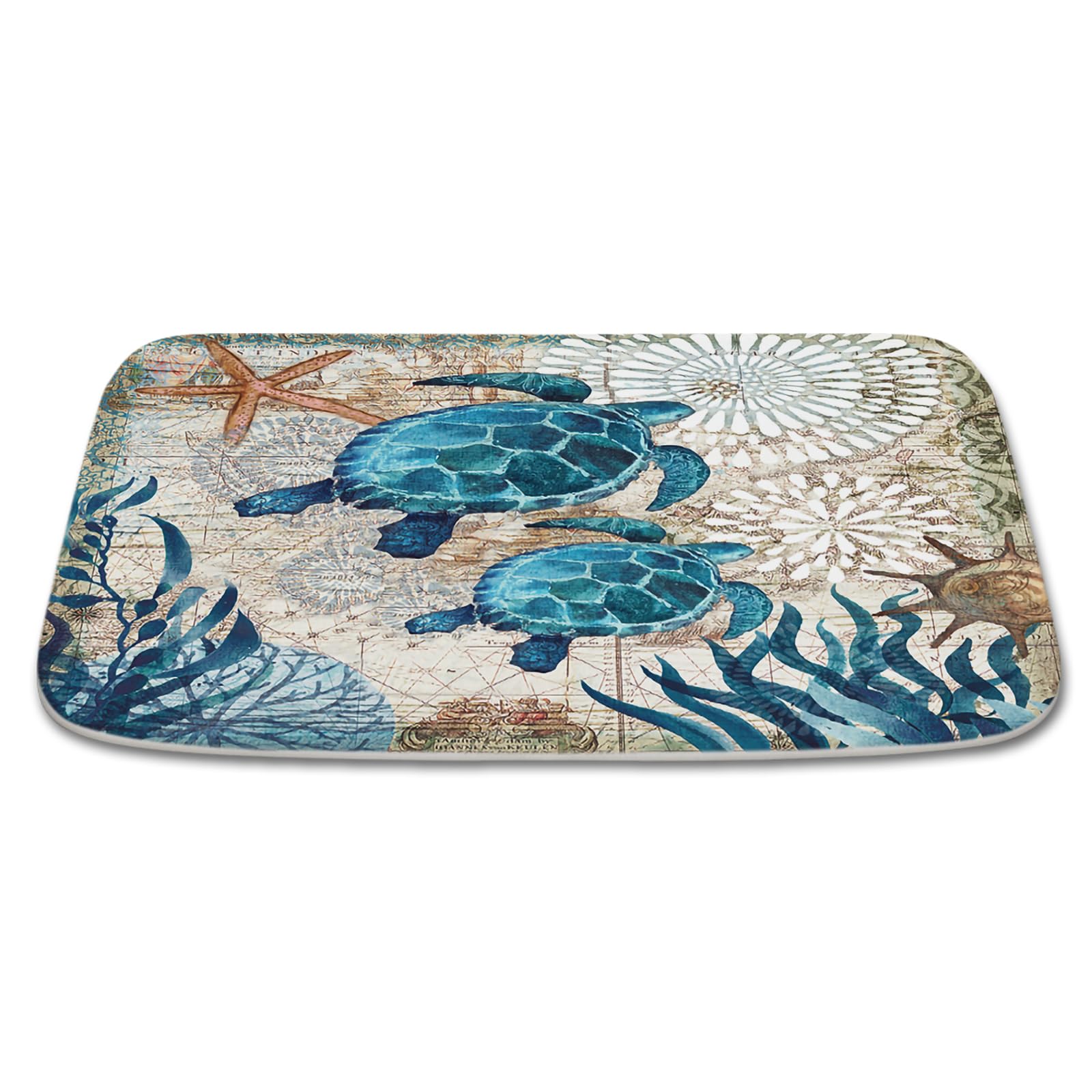 TheBlackSpot Ocean Beach Bathroom Rugs Sea Turtle Bath Mat Non Slip Tropical Turtle Decor Mats Soft Imitation Cashmere Door Rug with Rubber Backing