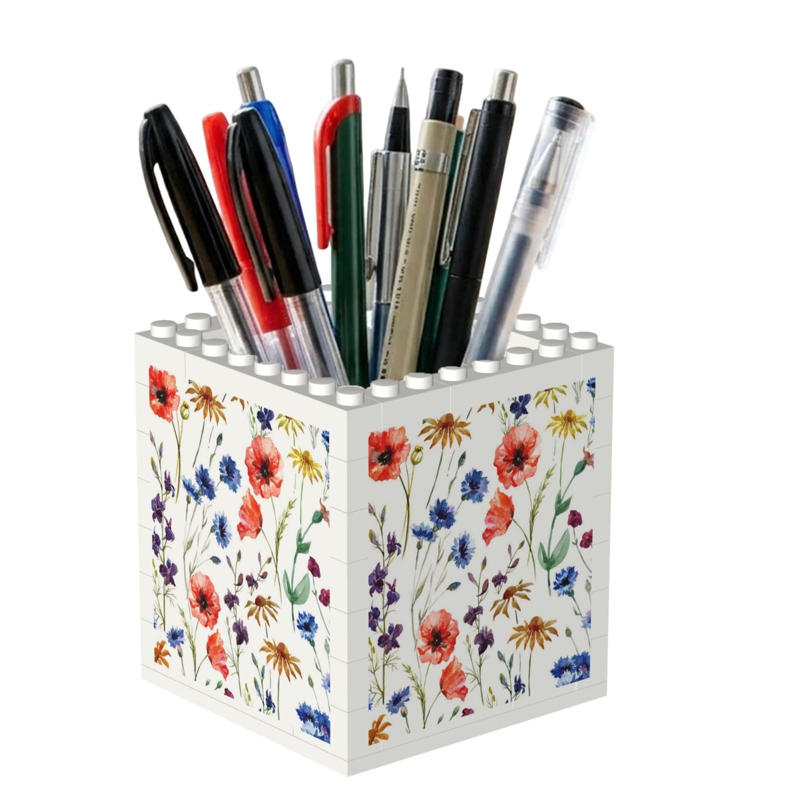 Poadnly Wild Flower Poppy Chrysanthemum Daisies, Pen Pot Pencil Holder for Office Home School, Compact Desk Organiser for Office Stationery