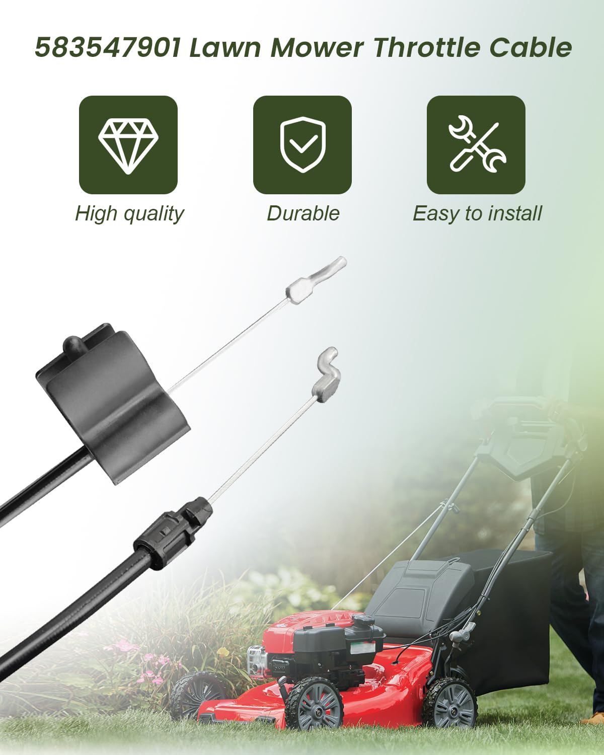Ersatzkabel Für Rasenmäher – 583547901, Kompatibel Mit Husqvarna, Jonsered, 140,5 Cm Lang