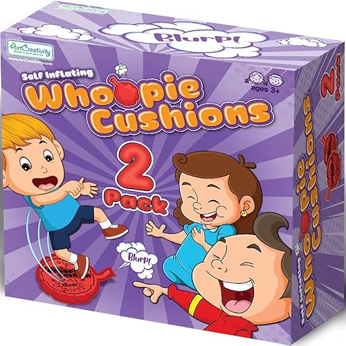 Miniatura 8 de ArtCreativity Cojín Whoopie autoinflable, paquete de 2, cojines Whoopee de 6 pulgadas, rellenos de bolsas de regalo, juguetes clásicos de broma para