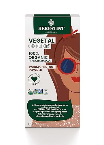 Herbatint Henna Color - Tinte orgánico para el cabello y cuidado, polvo de henna a base de plantas y fórmula herbaria, vegano, castaño cálido, 3.5