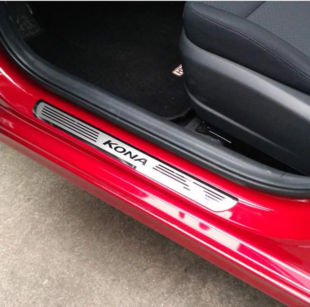for Hyundai KONA 2018-2021 Steel Door Sill Protector Door Sill Scuff Plate Cover Trim