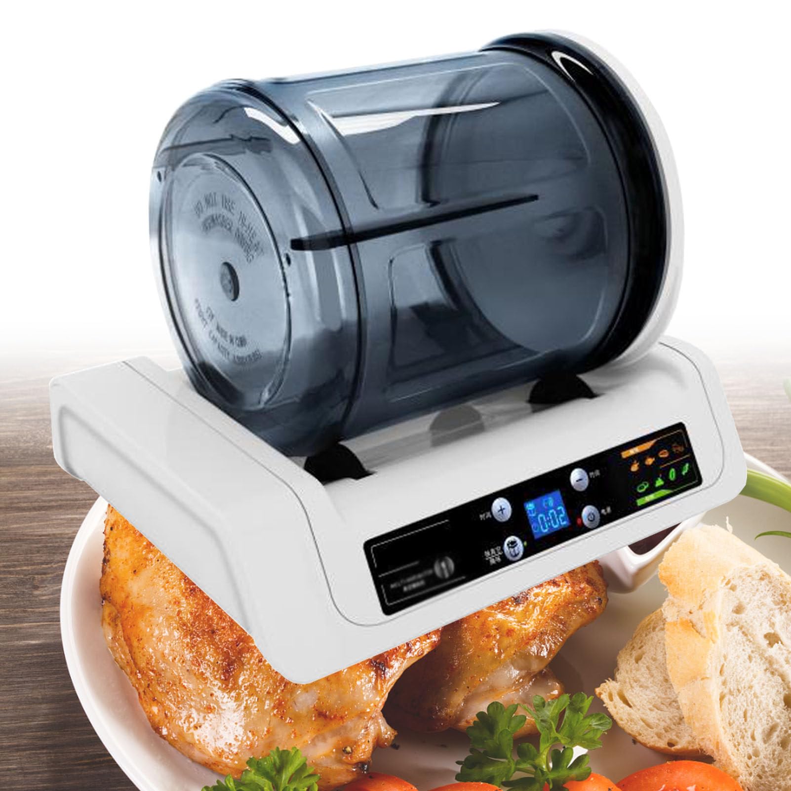 Hamburger-Einlegemaschine, Elektrischer Fleisch-Tumbler-Marinator Mit 5 L GroßEm Einlegefass Und 0-10-Stunden-Timer-Einstellung FüR Rind, Schwein, Hammel, Huhn