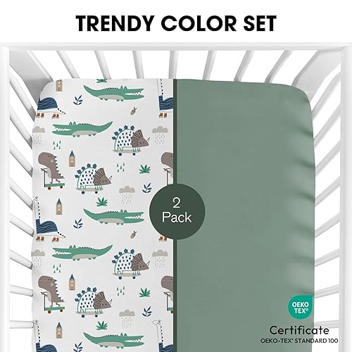 Miniatura 2 de Little Grape Land Sábanas para cuna para niñas y niños, 2 unidades, sábana bajera ajustable para cuna de tamaño estándar y colchón para niños