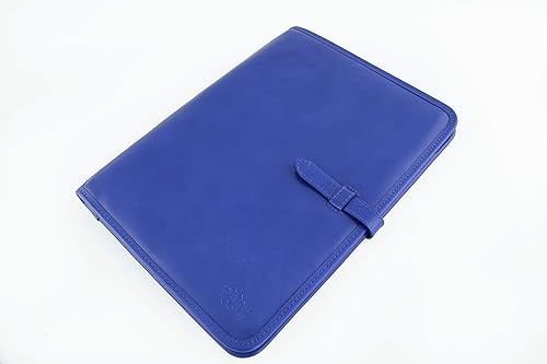 Miniatura 4 de Portafolio de cuero Padfolio Ejecutivo Folio A4 Cartera de currículum Mujeres Profesional Cuaderno Titular Cuero Carpeta de Negocios Hombres (azul)