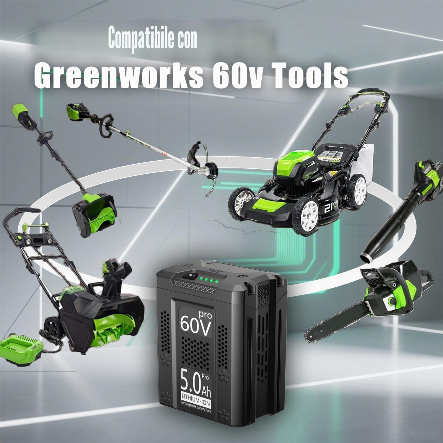 5.0Ah Ricambio per Greenworks 60V Batteria compatibile con gli strumenti della batteria Greenworks