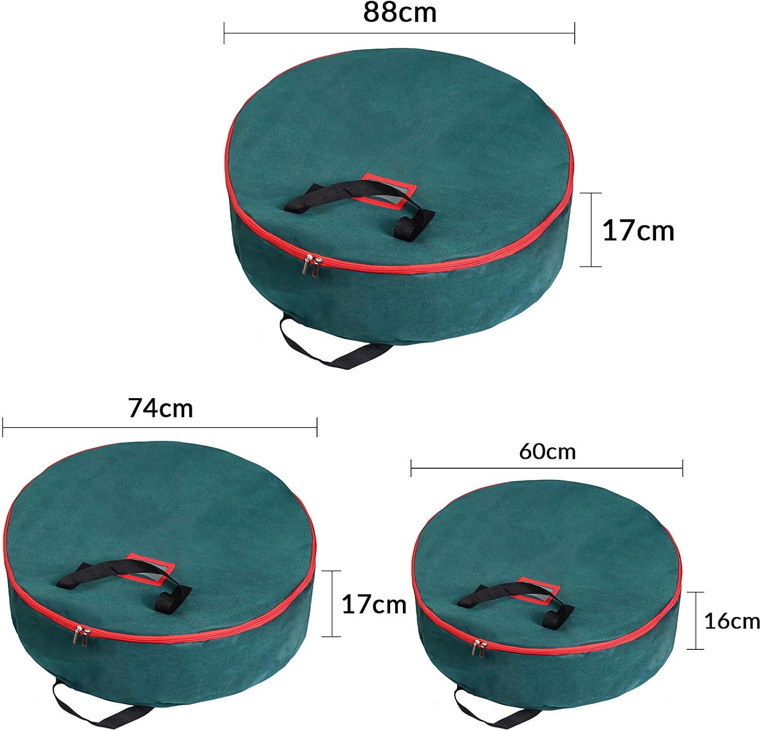 2er Pack Wreath Storage Container, Christmas Wreath Storage Bag with Reinforced Handle for Holiday Xmas Thanksgiving, Halloween, Holiday Decorative Wreath Storage Bag (Green, 30inch)