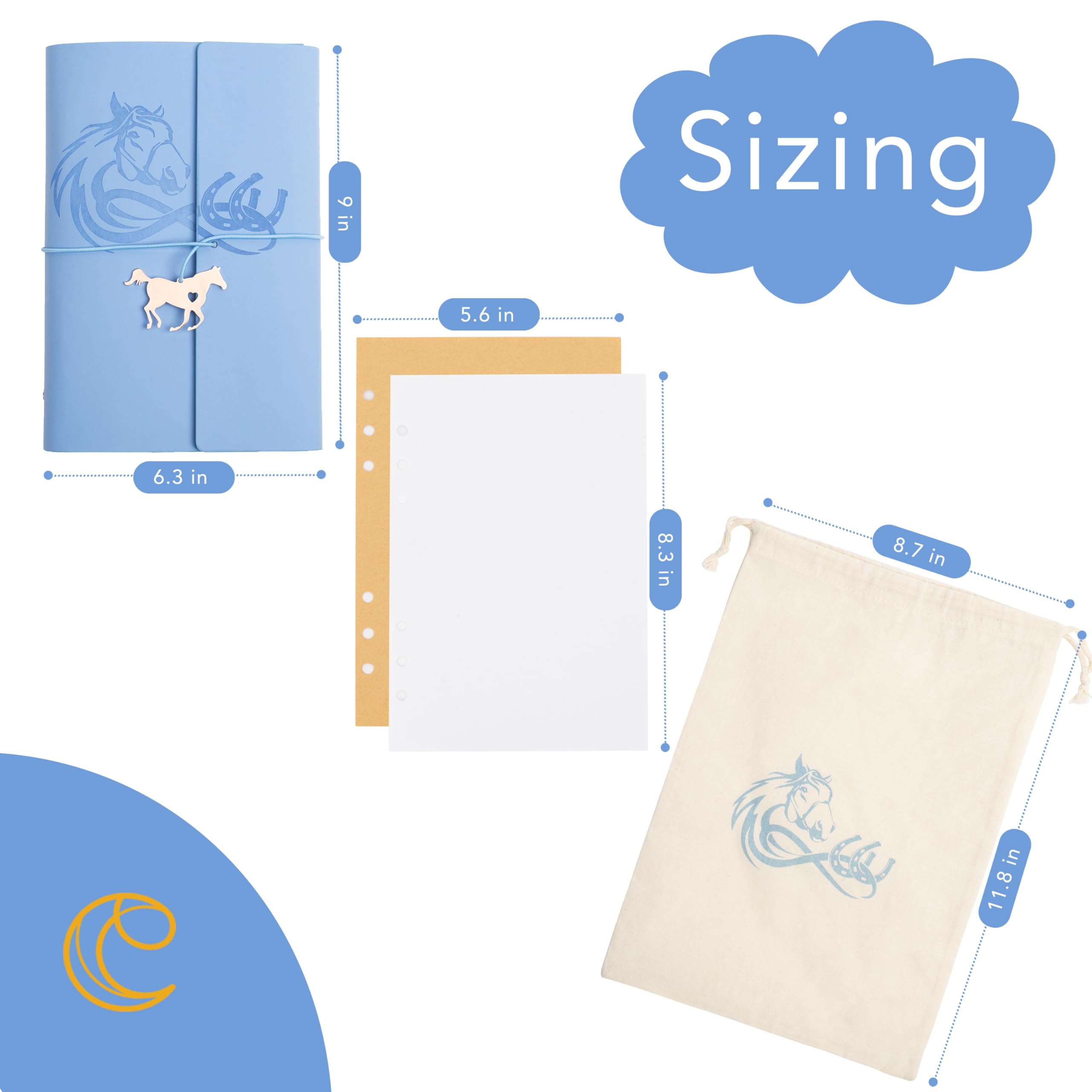 Cantik Horse Journal Notebook 7PC Set, Horse Notebook Gift For Girls & Women, PU Leather Refillable Diary With 4 Pens - Image 4