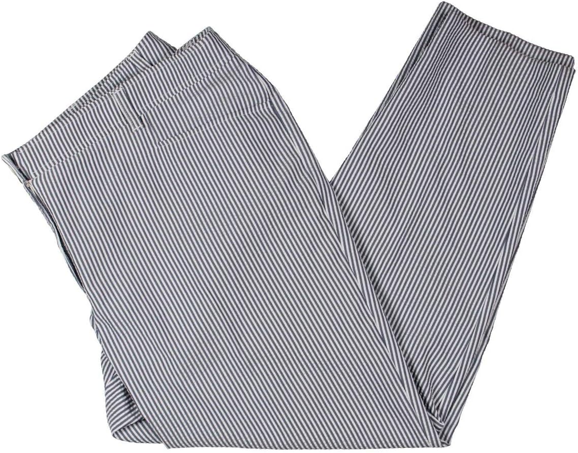 Anne Klein Womens High Rise Striped Straight Leg Pants Gray 0