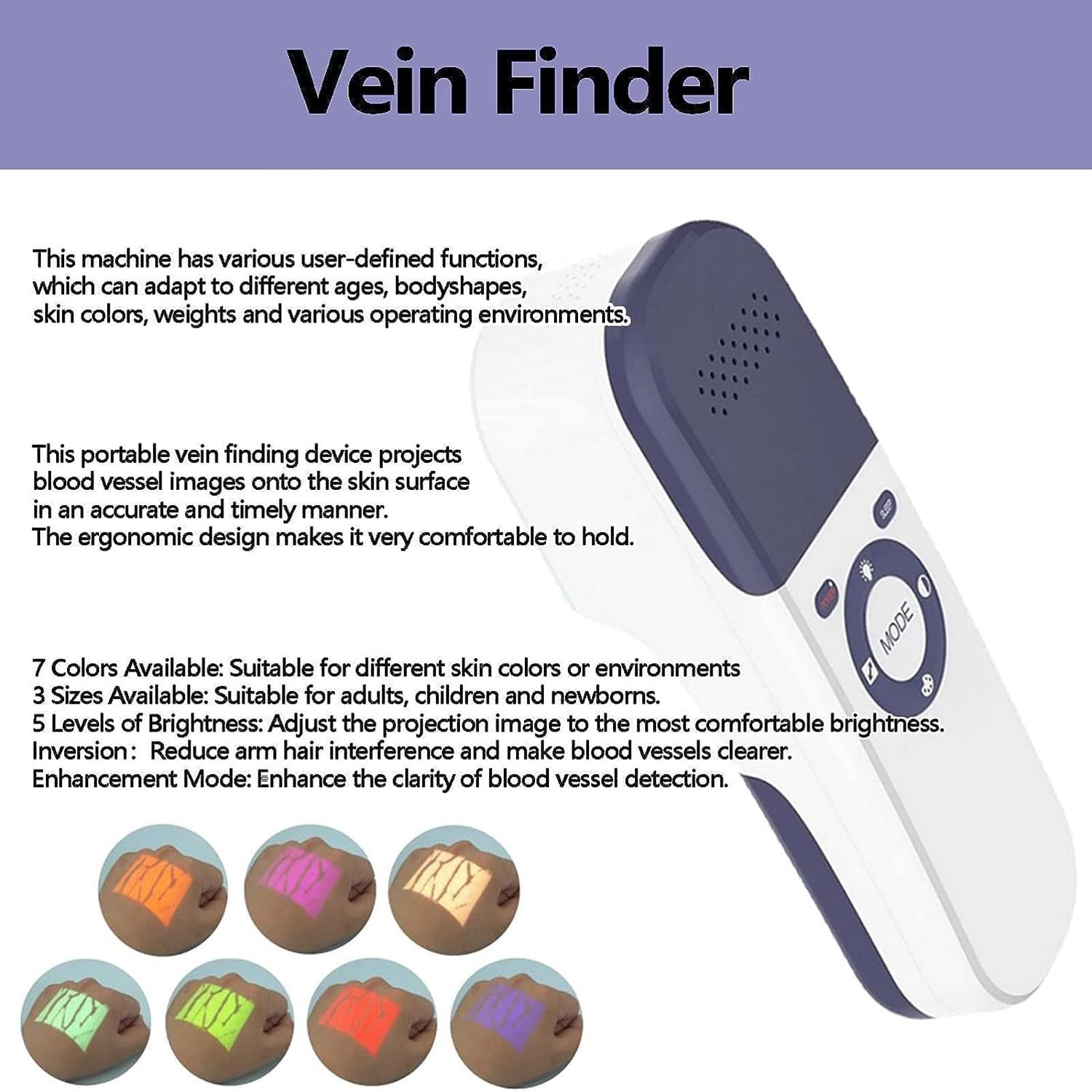 Vein Finder Viewer — przenośny, ręczny wykrywacz żył z akumulatorem — medyczne urządzenia do lokalizowania żył naczyń krwionośnych dla szpitali, klinik i do użytku domowego