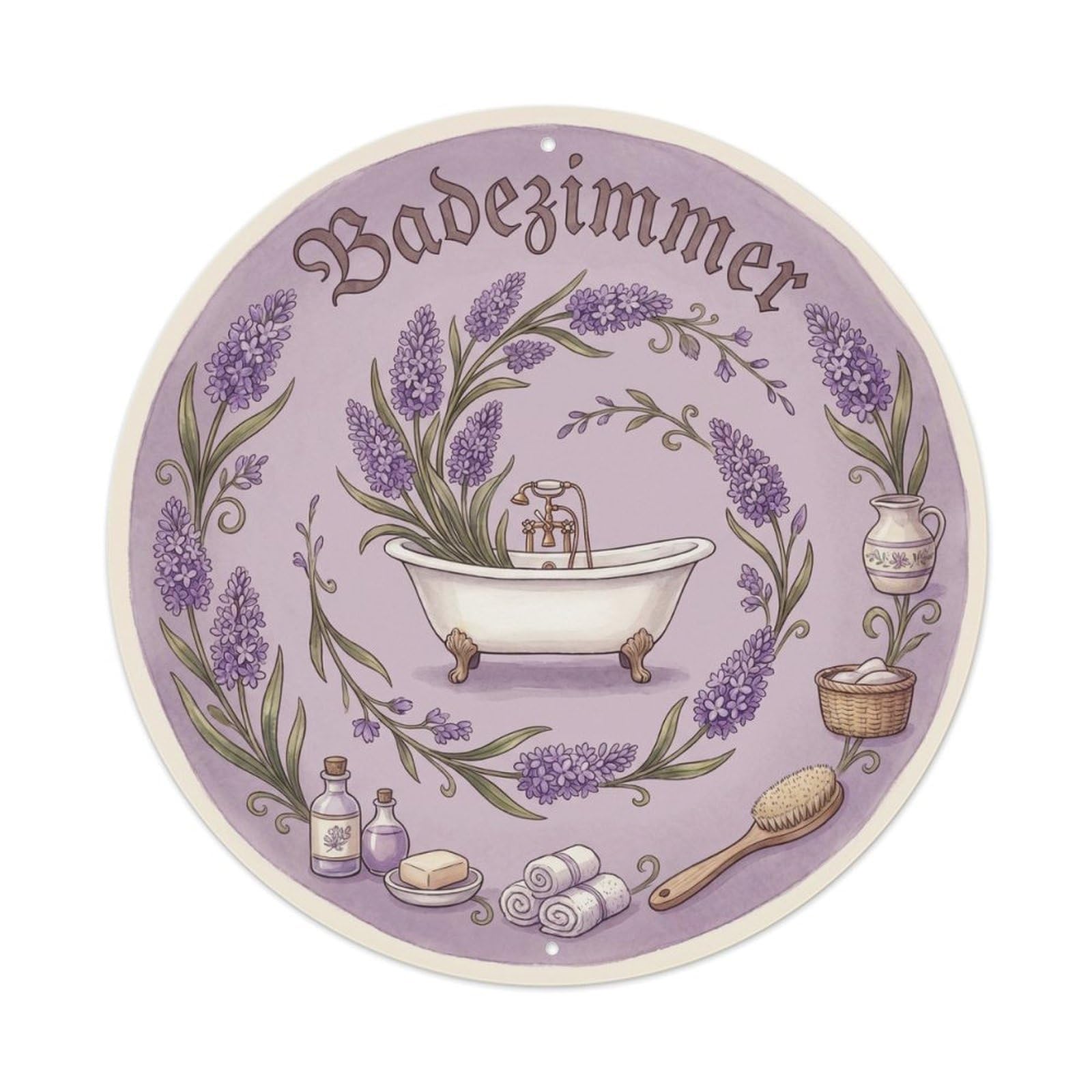 Badezimmer Hyacinth Farmhouse Bathroom Decor Vintage Metal Tin Sign Plaque Wall Decor for Cafe, Club, Garden Round Metal Poster 8x8Inch