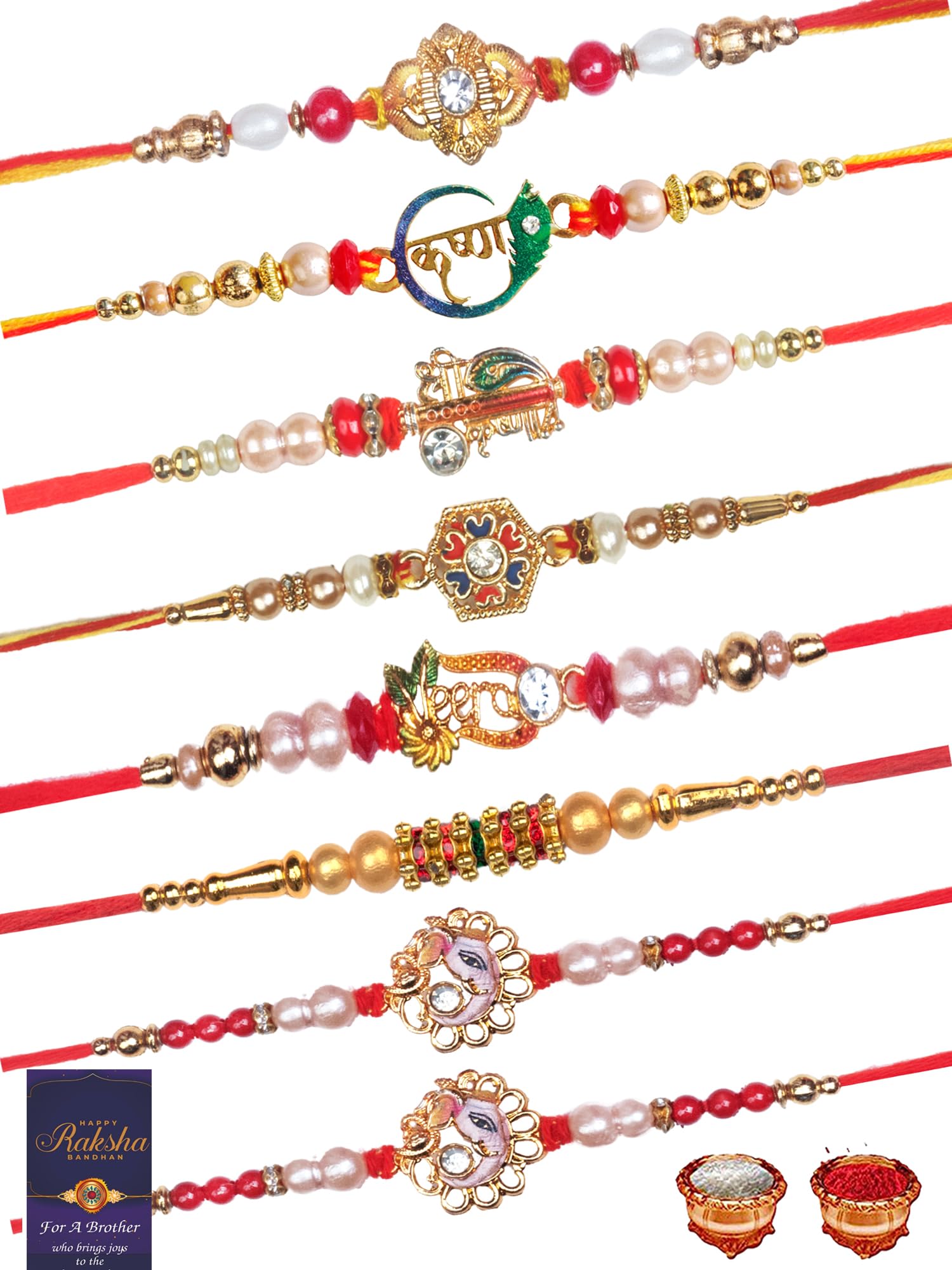De Marquis Presents Multicolour Rakhi Combo Set with Roli Chawal Rakhi Bracelet Set for Men -Combo of 8 (B0CFS5M6FR) Amazon Price History, Amazon Price Tracker