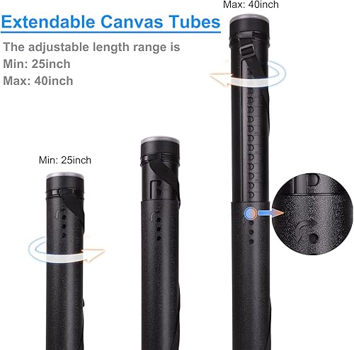 Miniatura 5 de Kits de rollo de lona de algodón con doble imprimación, rollo de lona de 16.4 pies x 24 pulgadas y tubo de lona expandible para pintura al óleo y