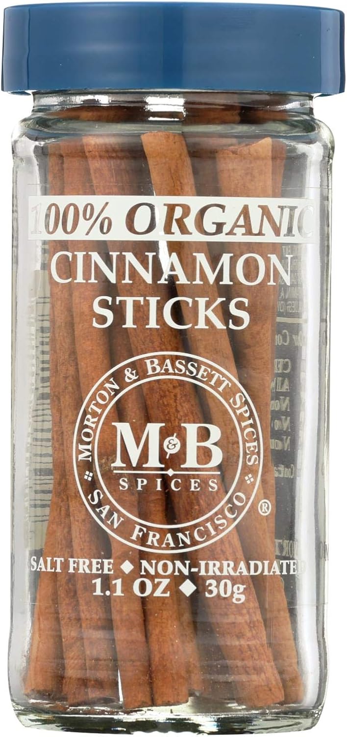 Morton & Bassett Organic Cinnamon Sticks, 1.1-Ounce Jars (Pack of 3)
