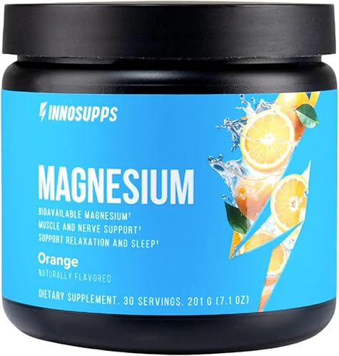 InnoSupps Polvo de magnesio, mezcla mineral de doble acción con bisglicinato de magnesio y carbonato, promueve el alivio del estrés, la hidratación