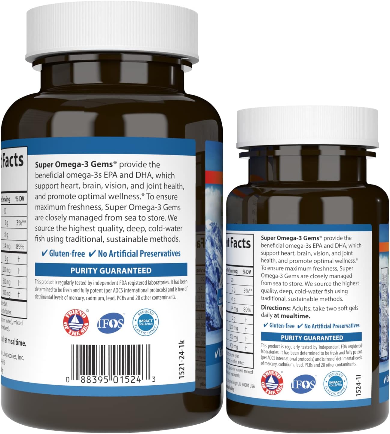 Carlson - Super Omega-3 Gems, 1200 mg Omega-3 Fatty Acids with EPA and DHA, Wild-Caught Norwegian Fish Oil Omega 3 Supplement, Sustainably Sourced Omega 3 Fish Oil, 100+30 Softgels