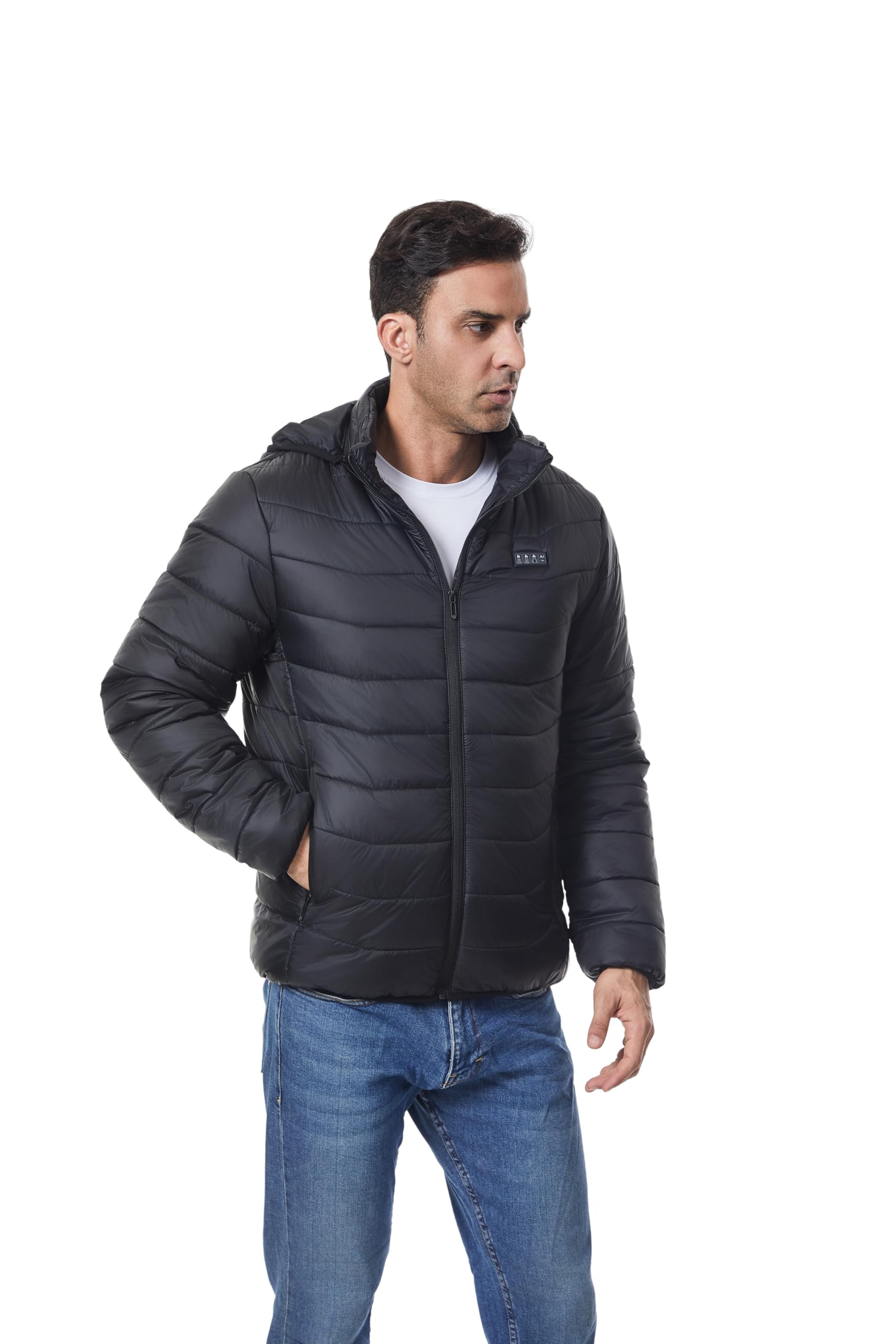 Monave Veste Chauffante Homme Femme Doudoune Chauffante avec 27 Coussins Chauffants en Fibre de Carbone, 3 Niveaux de Température pour Pêche Ski Activités de Plein Air(Pas de batterie incluse)