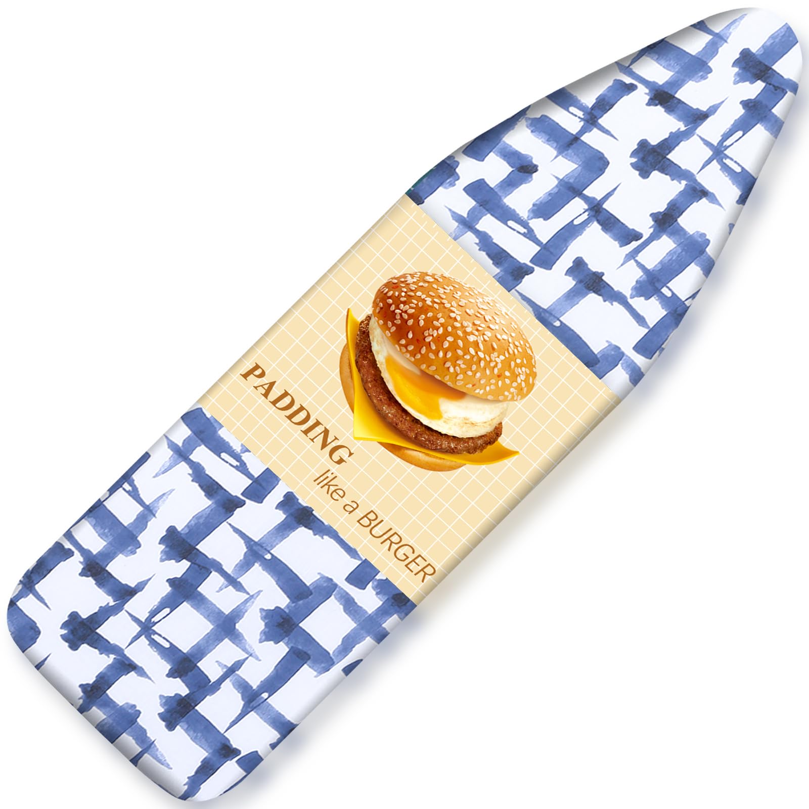 Ironing Board Cover and pad - 15 x 54 Thick Padding 4 Layers with 2" Elastic, Stain Resistant &amp; Durable Scorch, 2 Buckles for Easy Installation in Laundry Room, Blue Brushstrokes (NO Board)