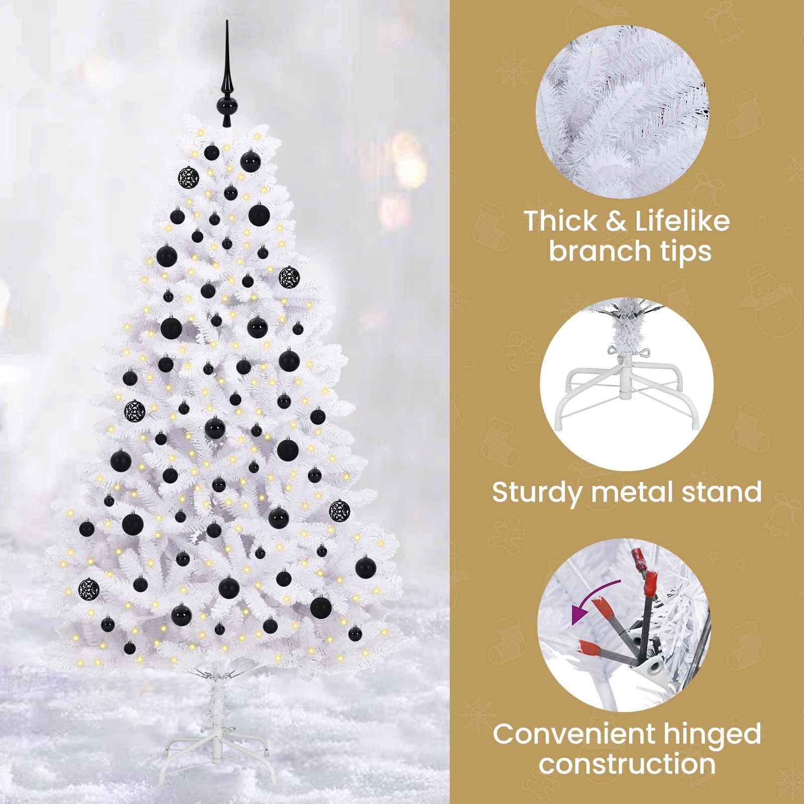vidaXL Albero di Natale Artificiale con Rami Pieghevoli Bianco 210 cm