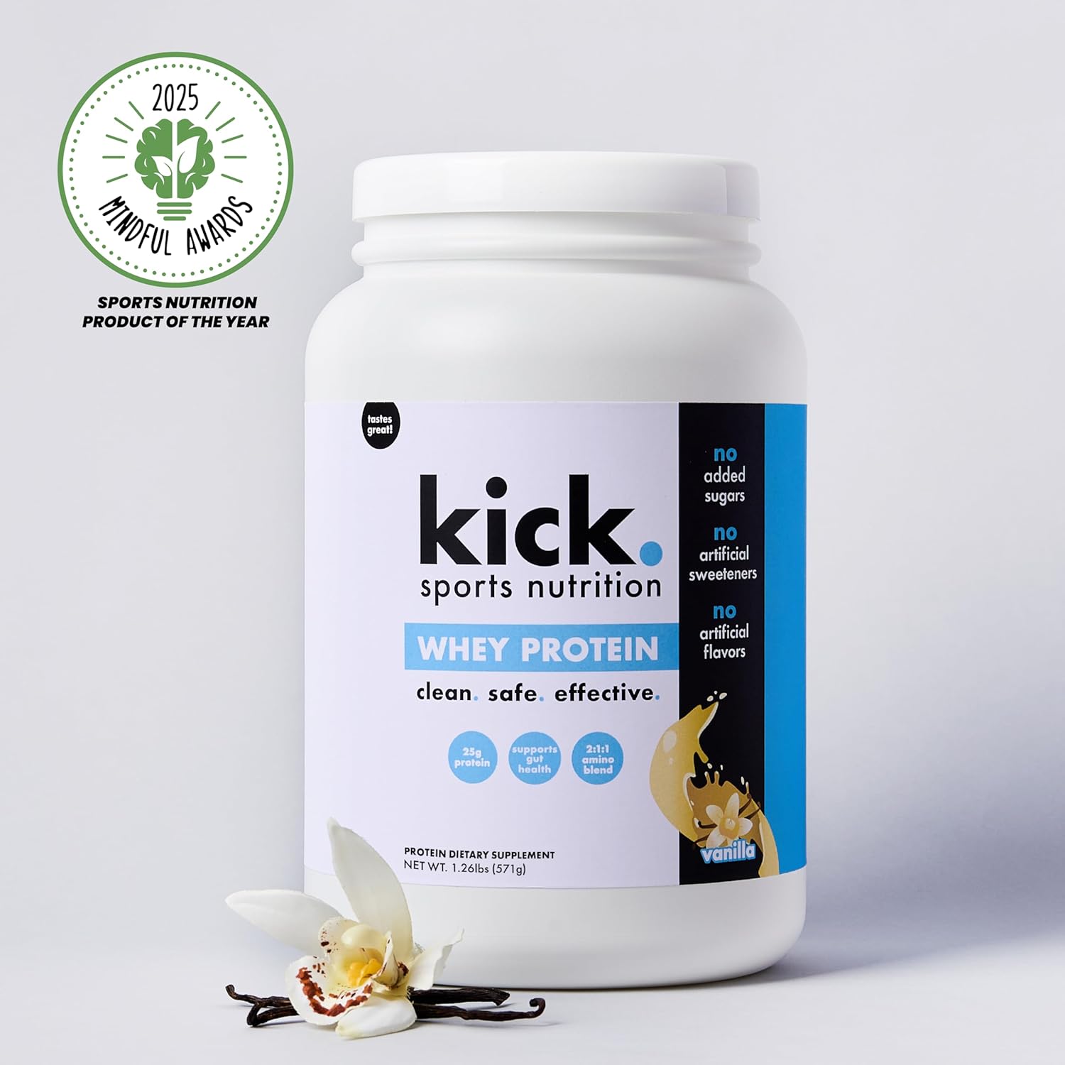 Kick Whey Protein Powder, Vanilla Flavor, 25 G Protein, Gluten Free Workout Supplement With Amino Acids to Support Fitness Goals & Digestive Wellness, No Added Sugar, No Artificial Flavor, 16 Servings - Image 9