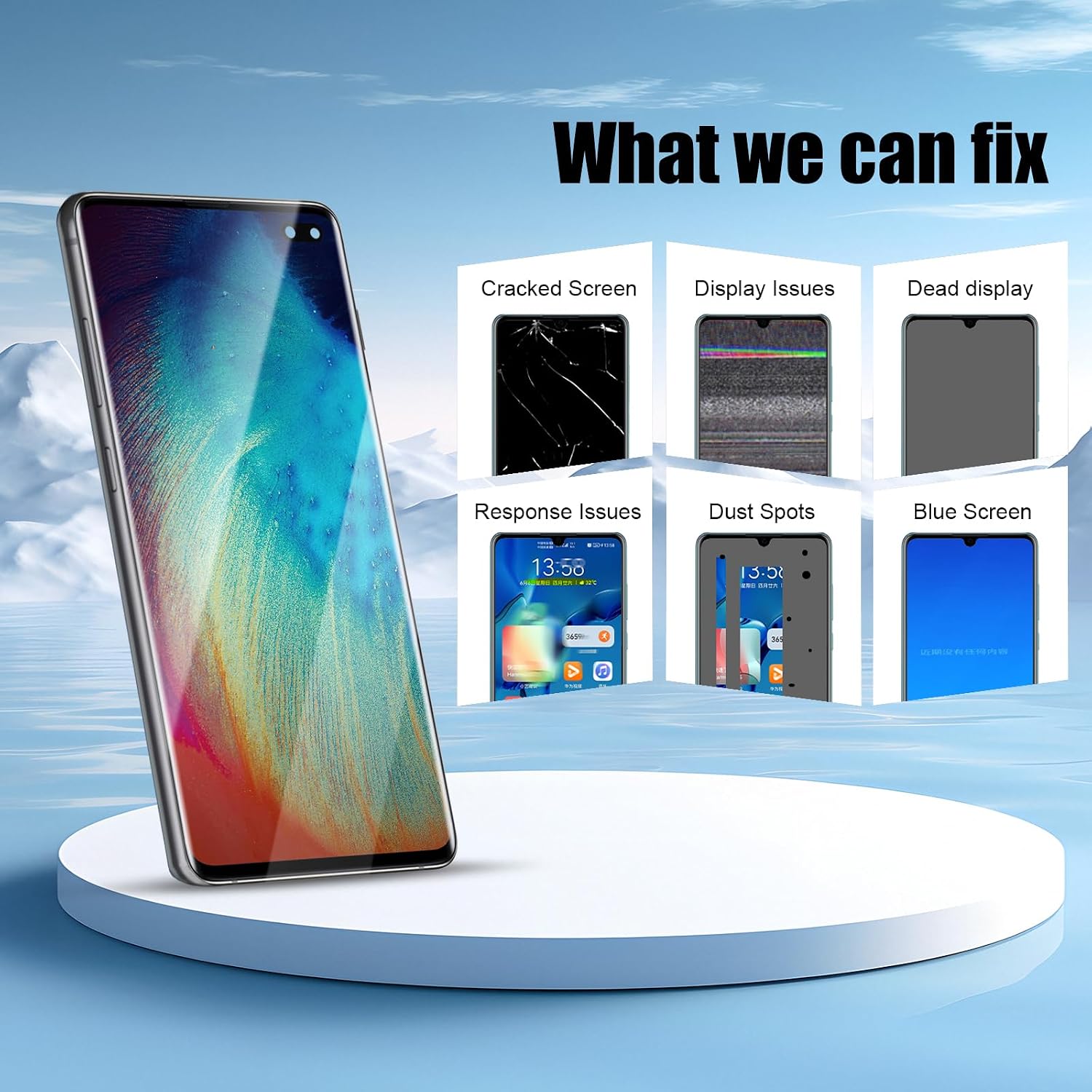 for Samsung S10 Plus Screen Replacement with Frame for Samsung Galaxy s10+ Plus Screen Replacement G975f G975u G975w LCD Display Touch Screen digitizer Assembly 6.4" Black[US Version](No Fingerprint)