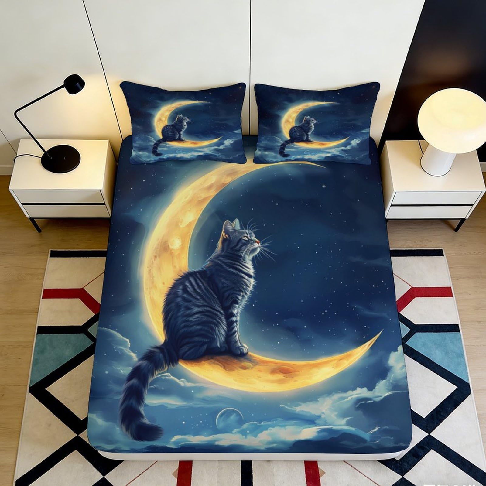 3D Printed Horse Scene Fitted Sheet Microfiber Non-Slip Deep Pocket Bedroom Bedding Horse Mattress Fitted Cover 200x200x25cm
