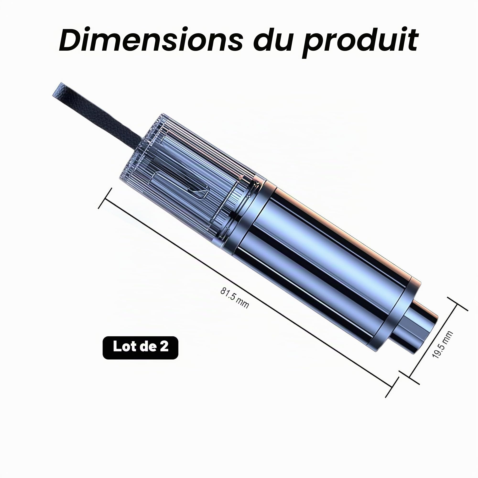 Voiture Marteau d’Urgence 2 pièces – Coupe-Courroie, Marteau d’Urgence avec TÜV, Briseur de vitres et Outil de Sauvetage, Safe Pro X Car (81,5 mm, 30 g)